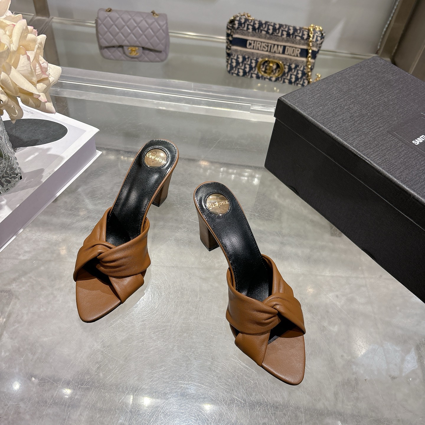 [TOP] Yves Saint Laurent YSL High Heels - Brown - 711 Luxury