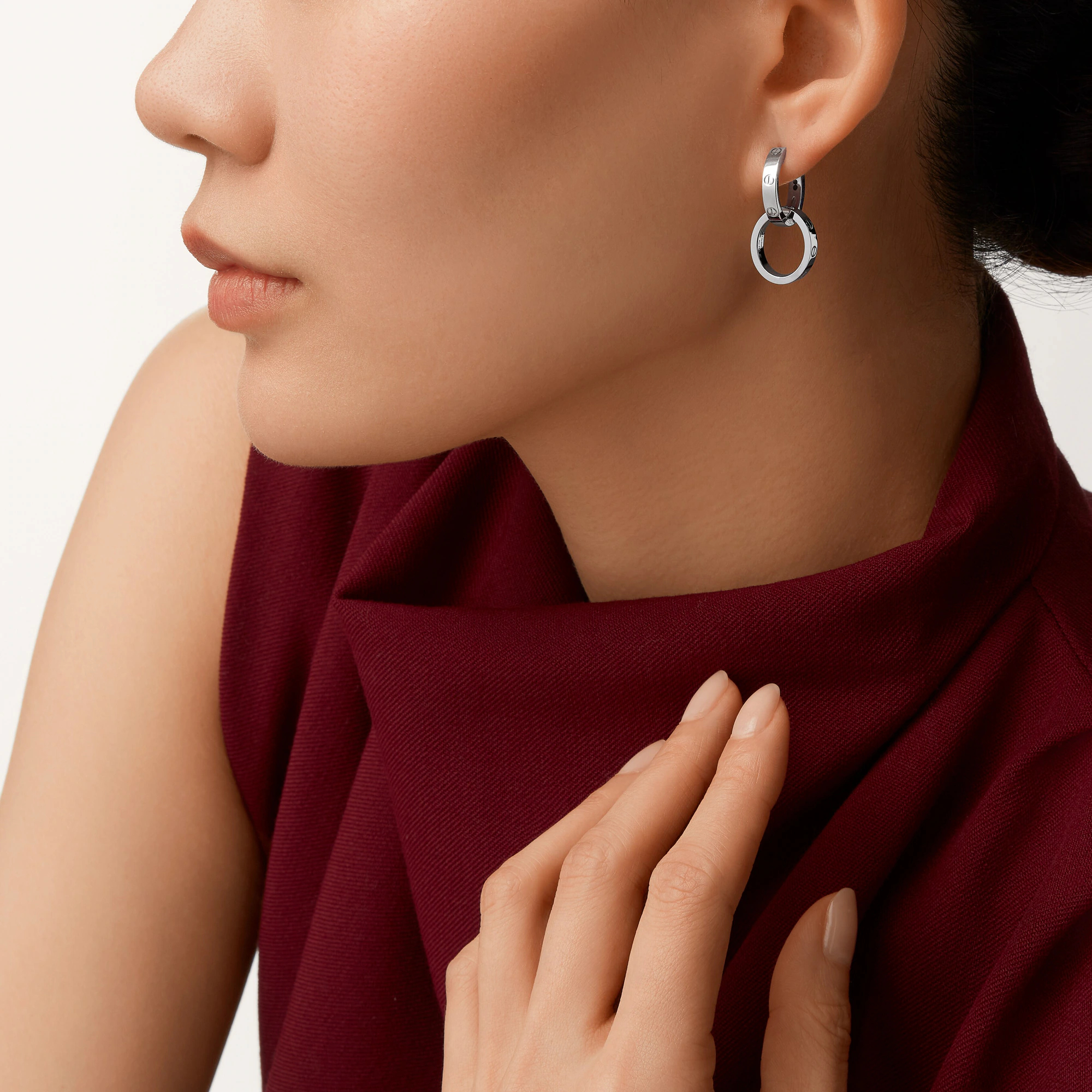 Carty Love Luna Loop Earrings, White Gold, Multiwear