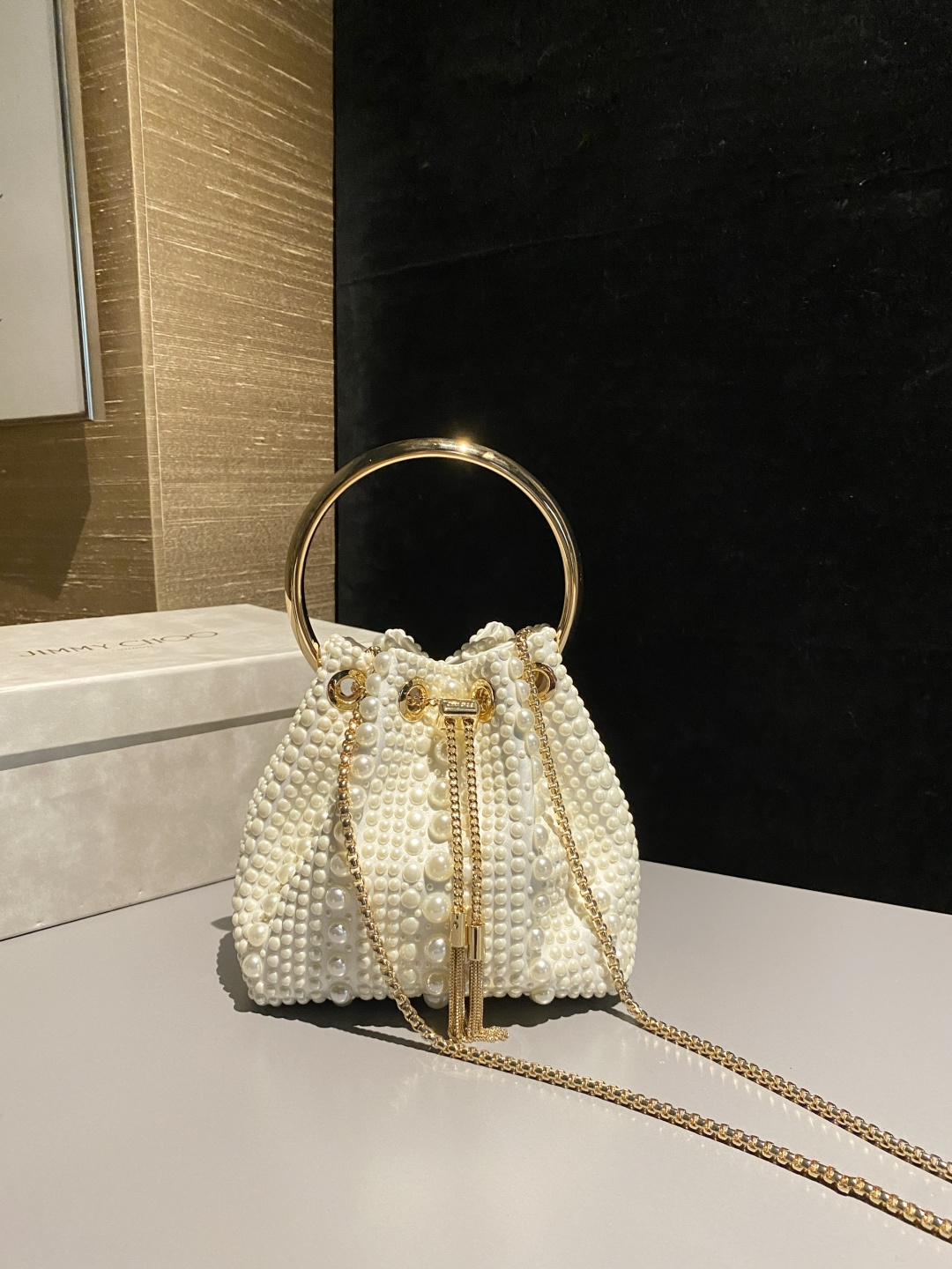 [TOP] JIMMY CHOO Bon Bon Bag 16*15*9.5CM - White - 711 Luxury