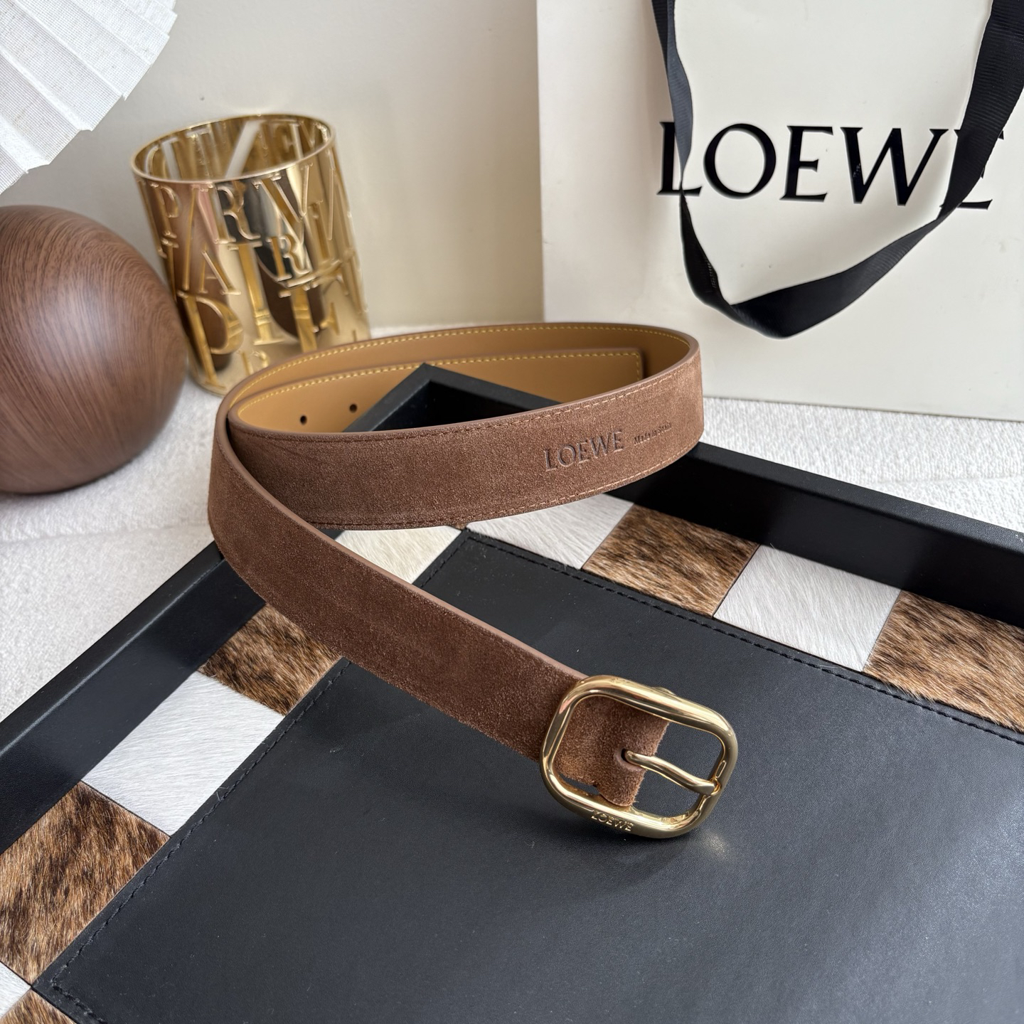 [TOP] LOEWE Leather Belt 3.2cm - Brown - 711 Luxury