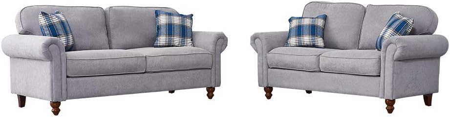 Panana Retro Design Fabric Sofa - 2 Seater with 2 Free Cushions (Brown)