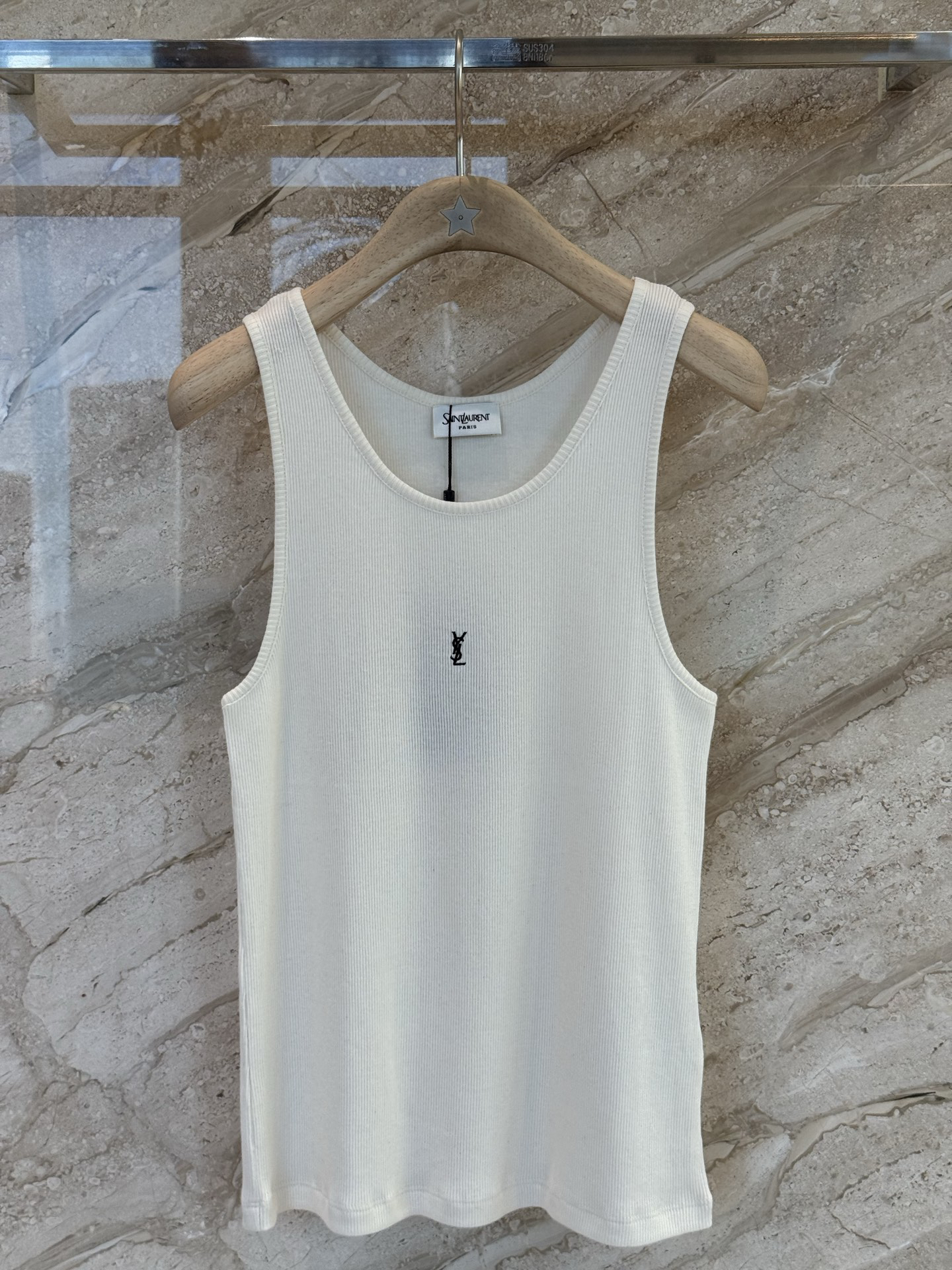 [TOP] Yves Saint Laurent YSL Knit Vest - White - 711 Luxury