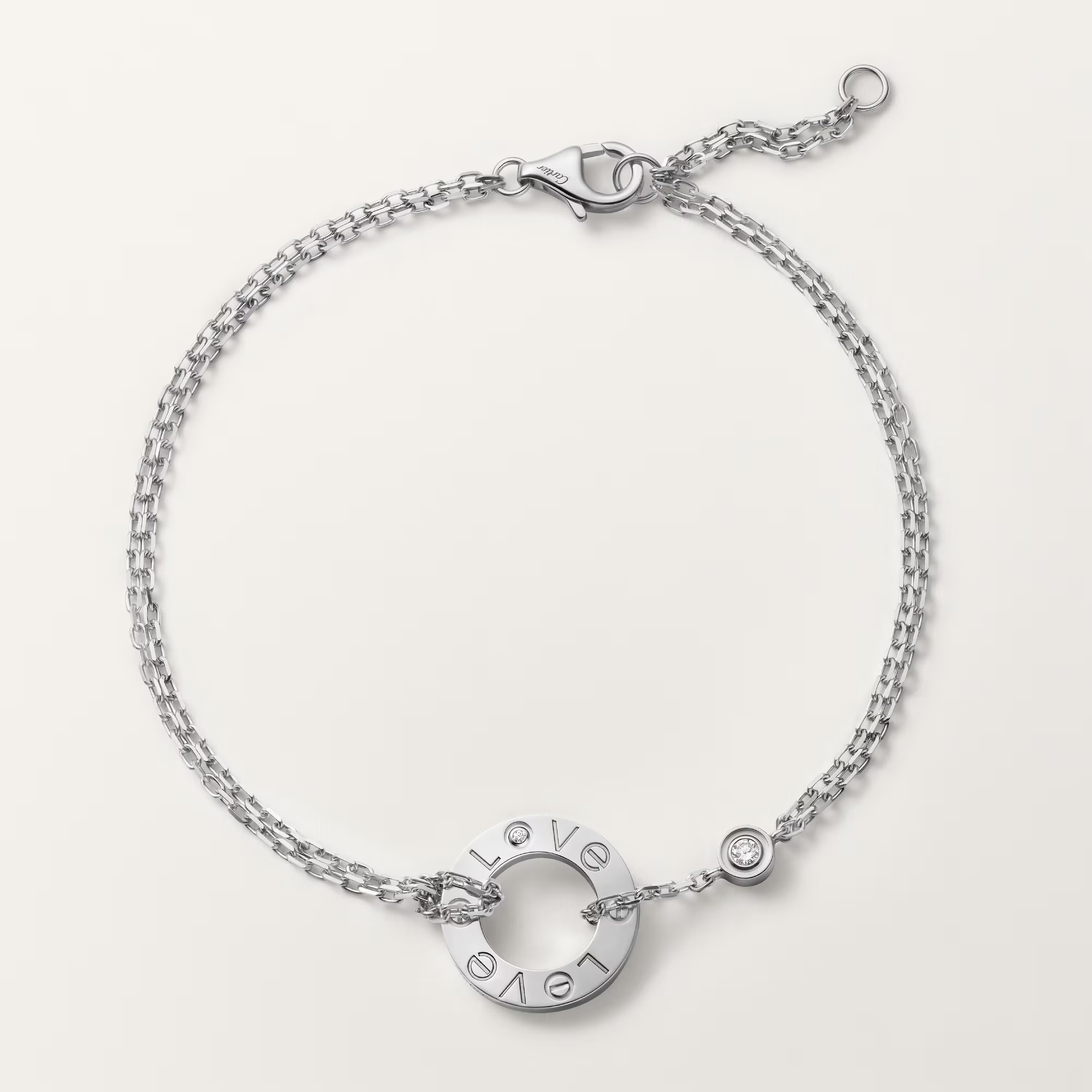 Carty Love Luna Loop Bracelet, White Gold, 2 Moissanite