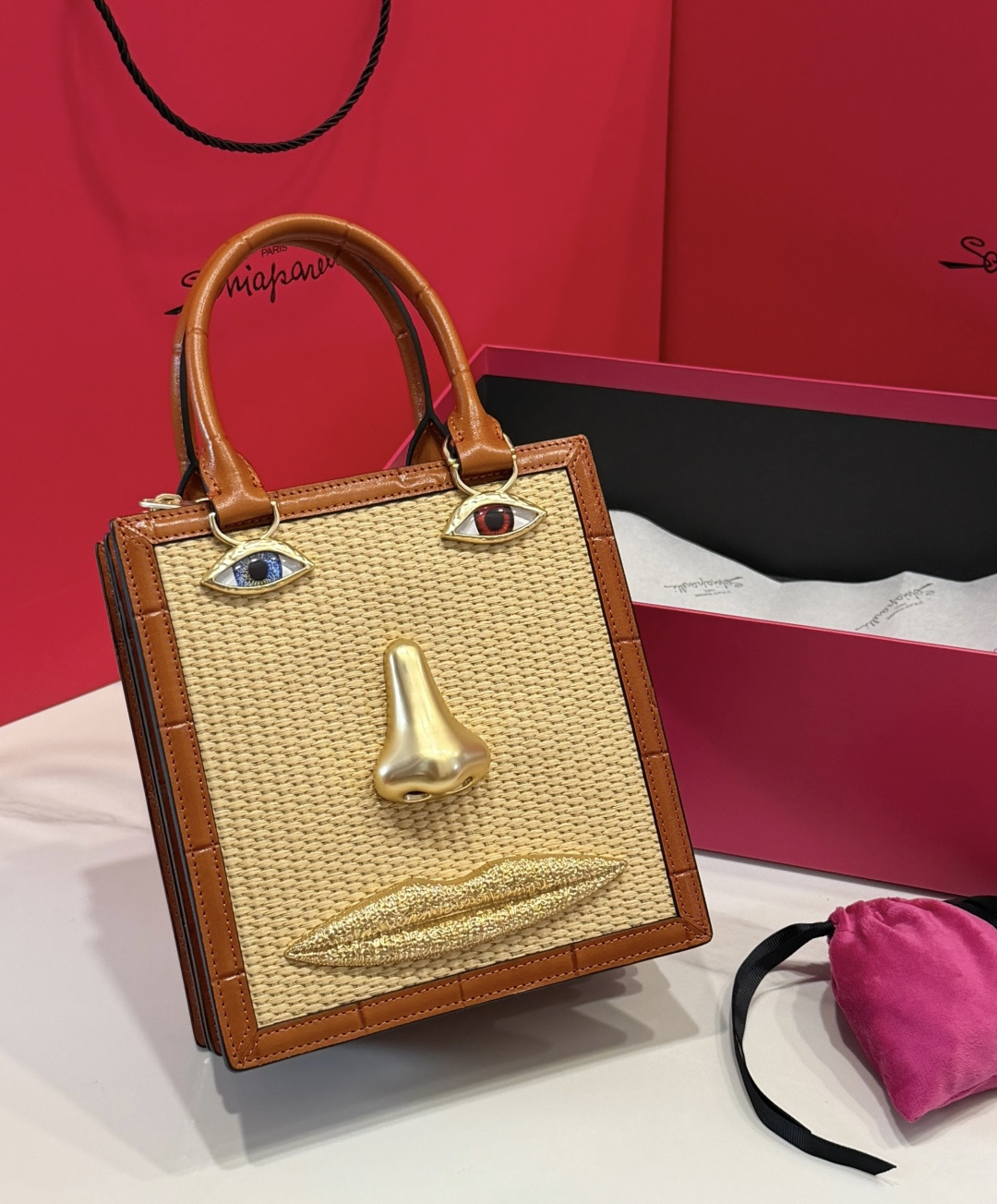 [TOP] Schiaparelli Anatomy Face Bag 20x19x9cm - Brown - 711 Luxury