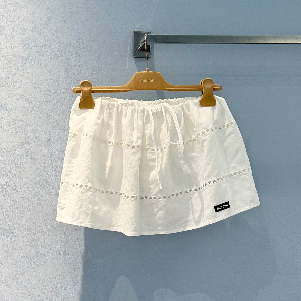 MiuMiu Triangle Cotton Hollow Skirt #386415