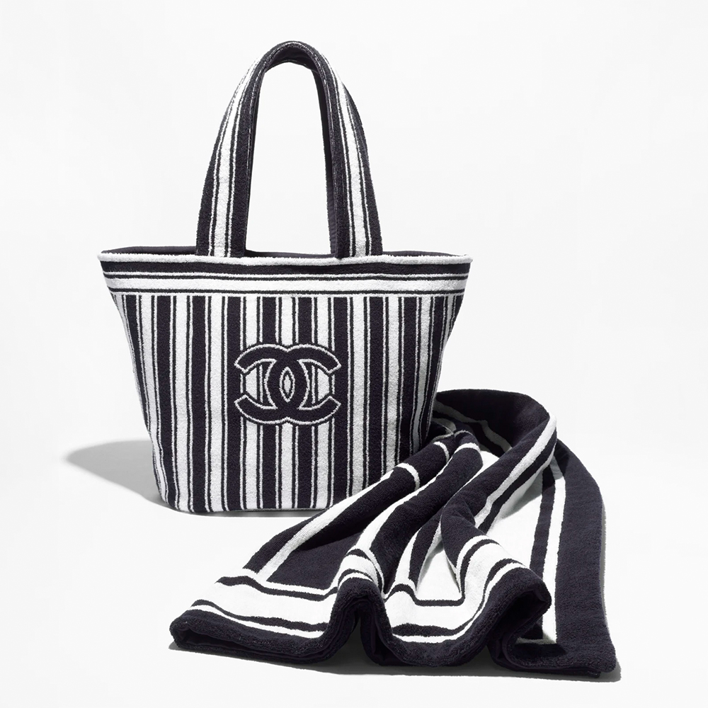 Chanel white Accessory CHANEL Beachwear Set Cotton Navy Blue White #395293 | Nigo Office