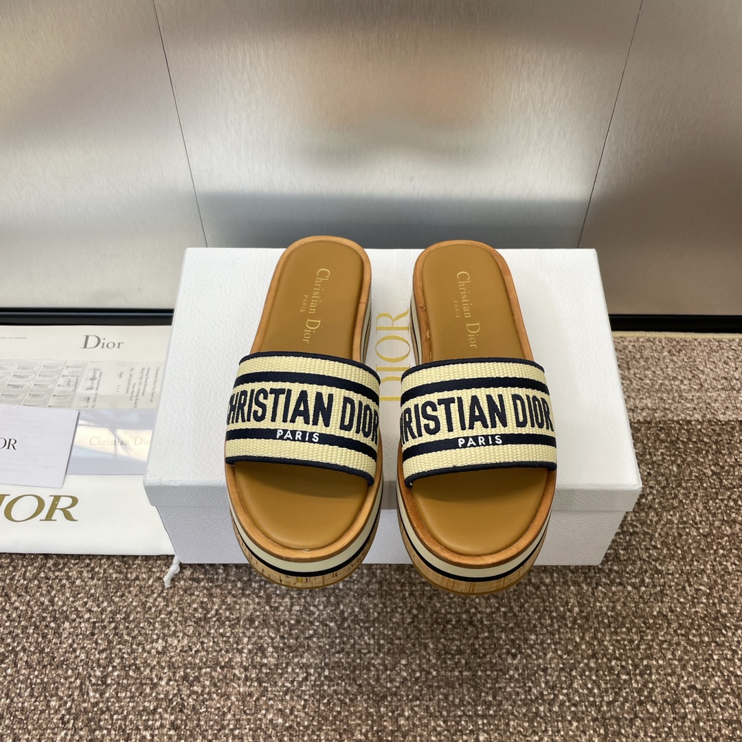 [TOP] Christian Dior IVIETA AY Slippers - Navy Blue - 711 Luxury