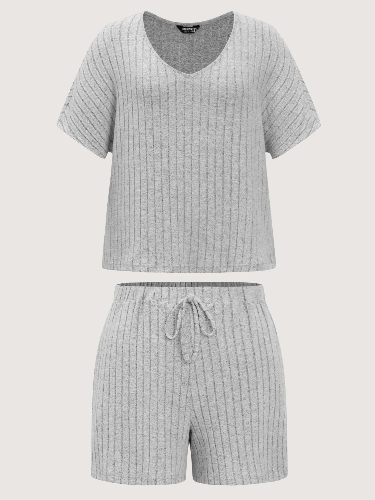 Stretchy-Fit Ribbed Texture Lounge Set