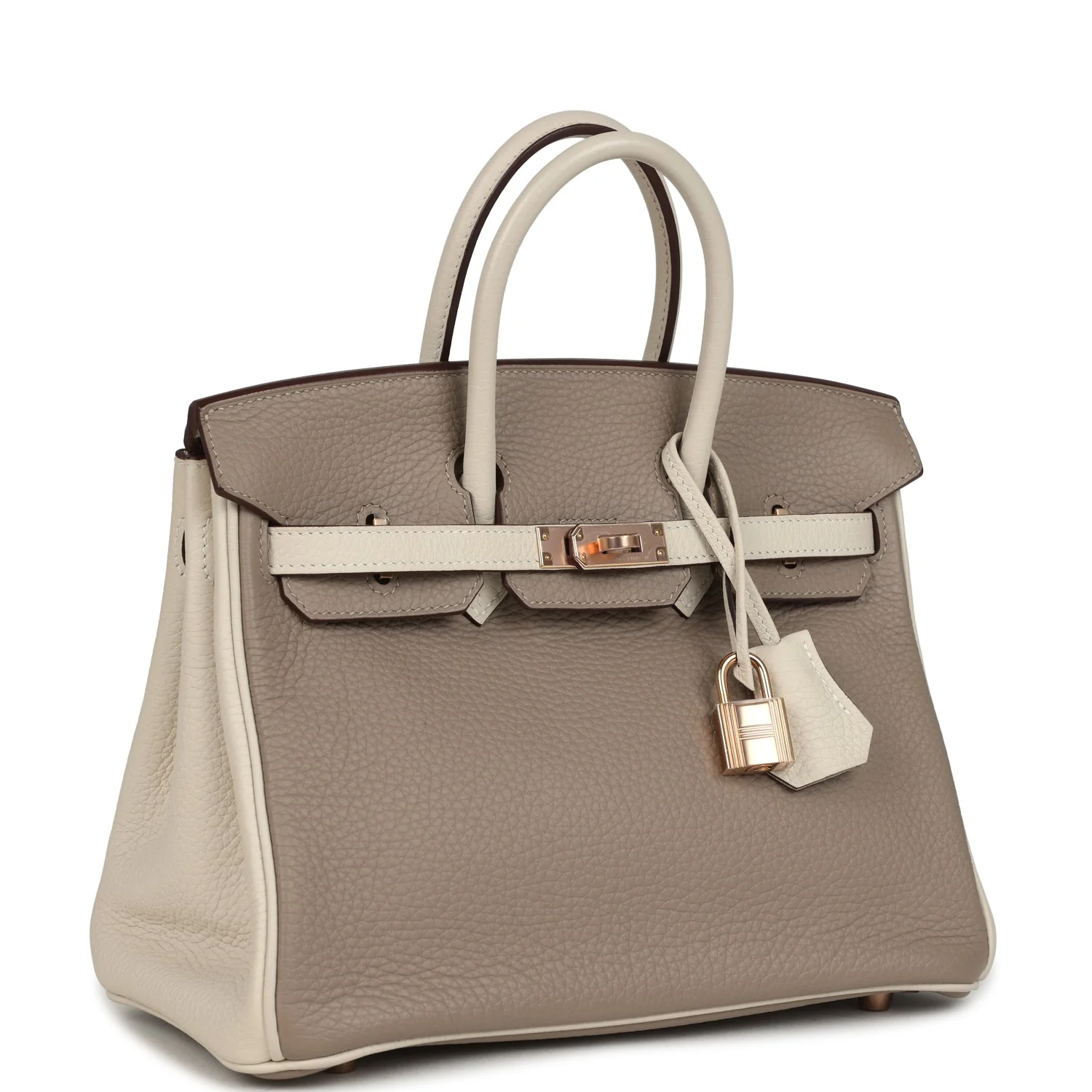 Hermes Special Order (HSS) BirkinGris Tourterelle and Craie Clemence Rose Gold Hardware