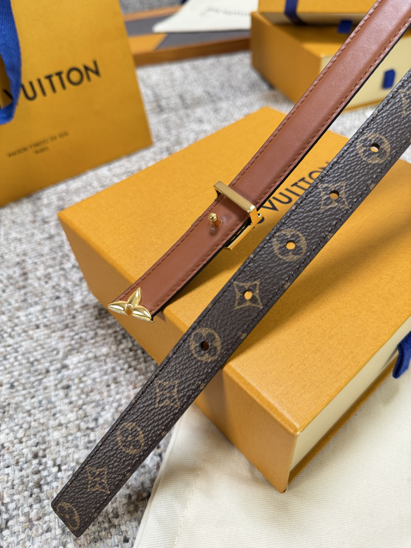 [TOP] Louis Vuitton LV Belt 2 cm - Brown - 711 Luxury