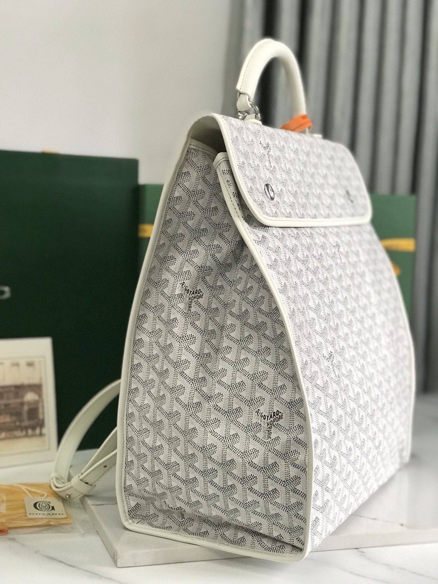 [TOP] Goyard Saint Léger Backpack 37x15x34cm - White - 711 Luxury