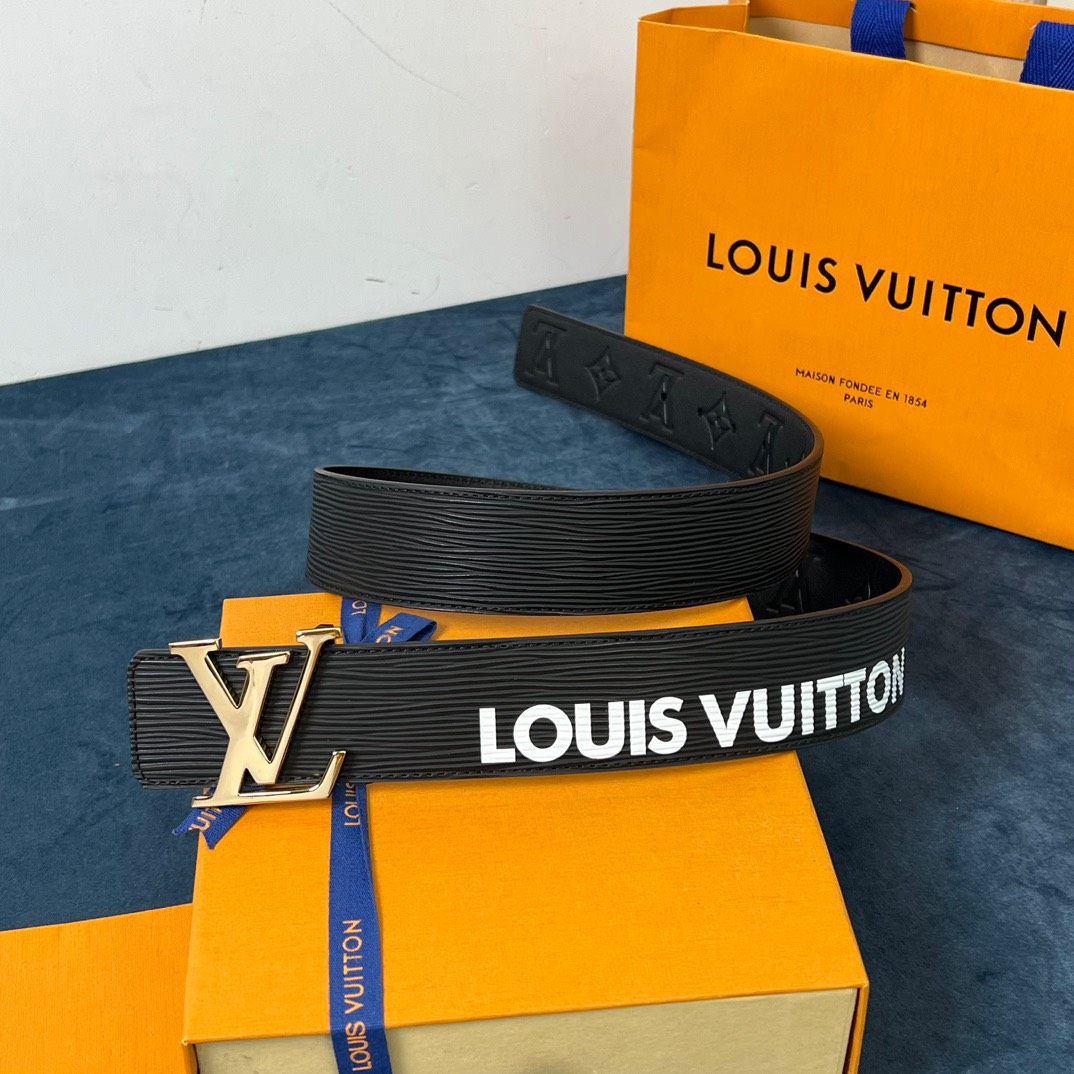 [TOP] Louis Vuitton LV Men's Belt 4 cm - Black - 711 Luxury
