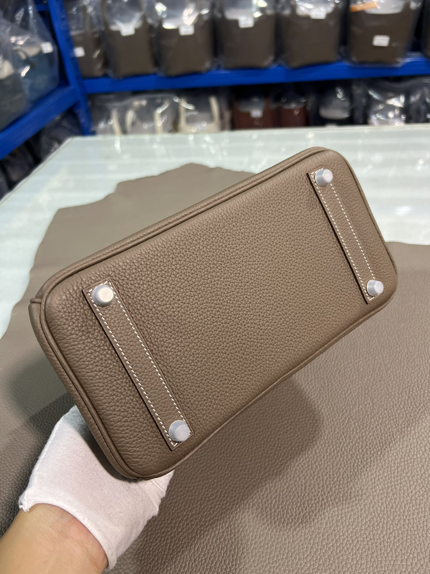 [TOP] HERMES Birkin Togo Leather 25cm - Etoupe & SHW