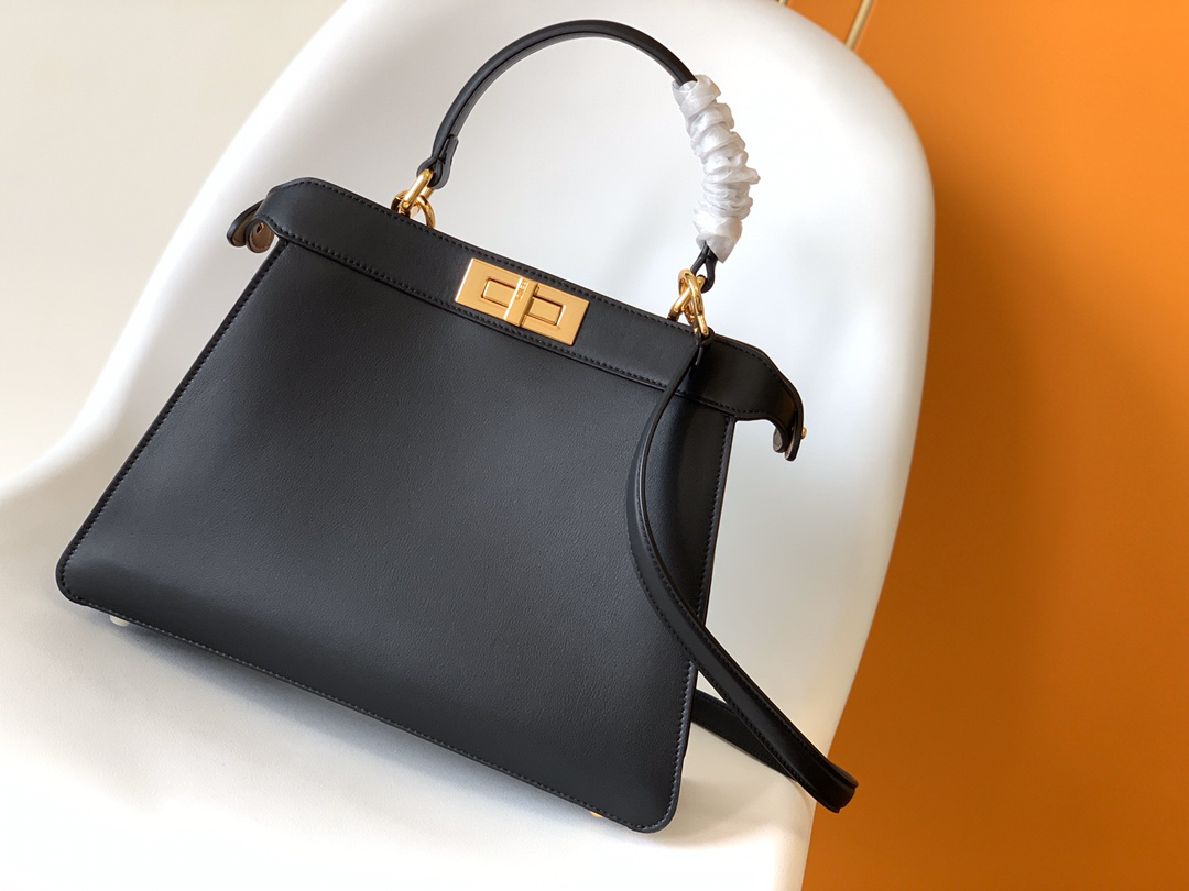 [TOP] FENDI Peekaboo ISeeU Bag 33.5-13-25.5cm - Black & GHW - 711 Luxury