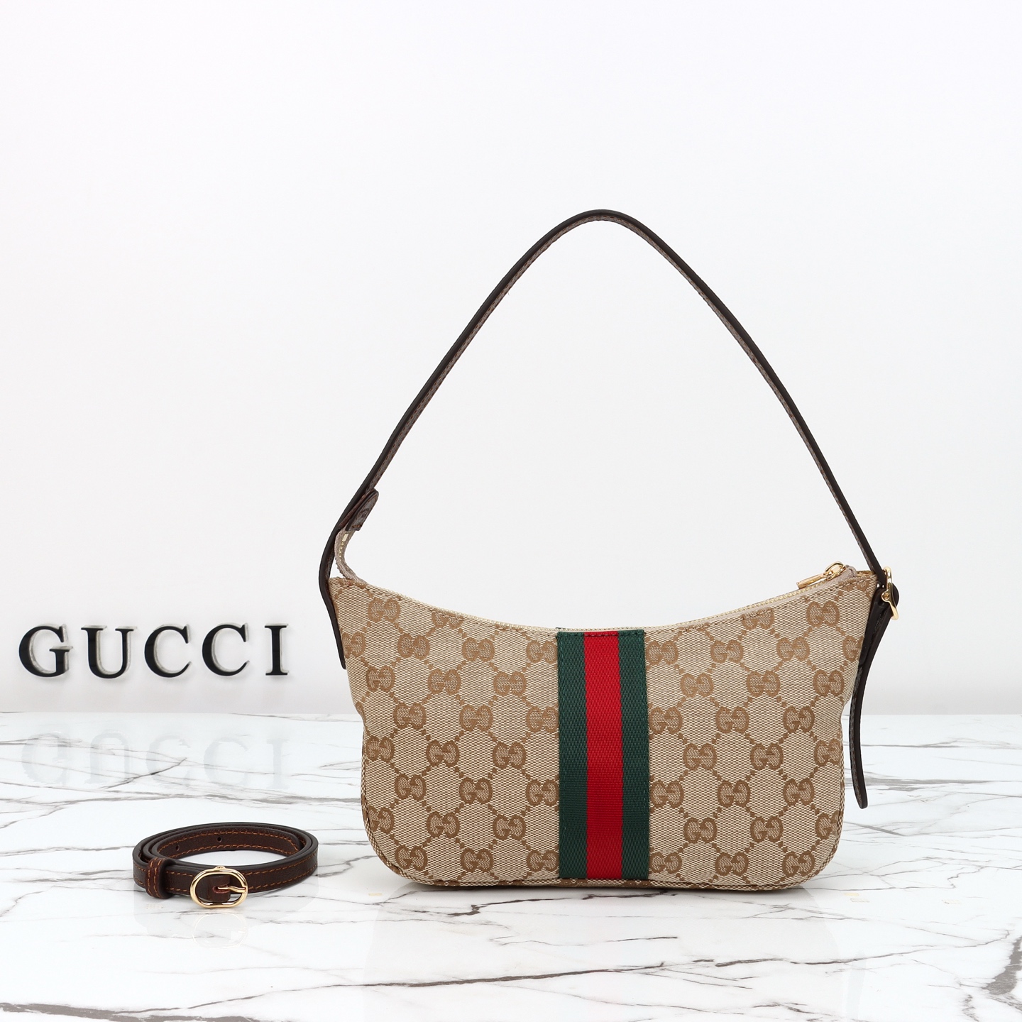 [TOP] GUCCI Lunetta Small Crossbody Bag 22×13×3cm - Brown