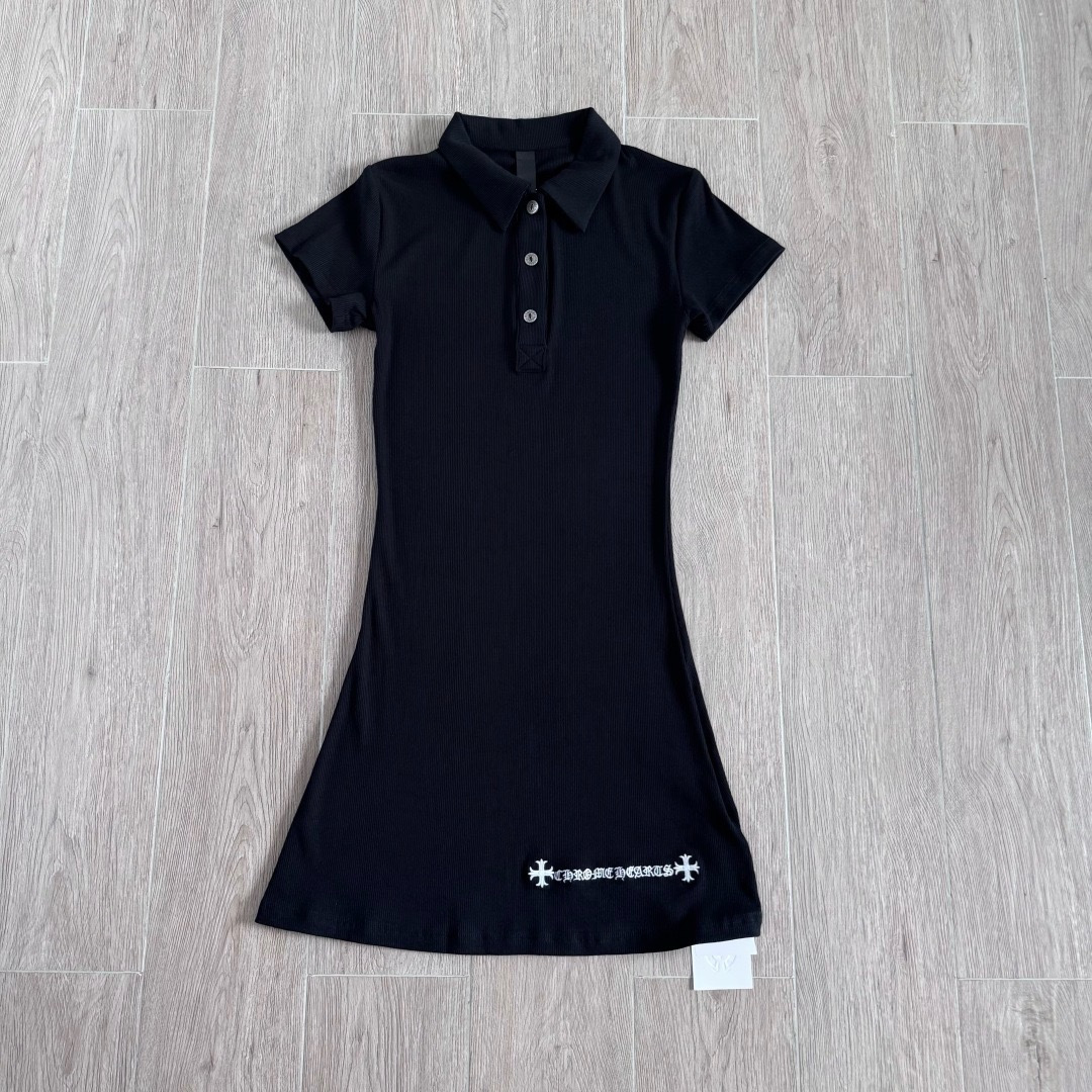 Chrome Hearts black Clothing Chrome Hearts Black and White Embroidered Polo Skirt #393319 View 2 | Nigo Office