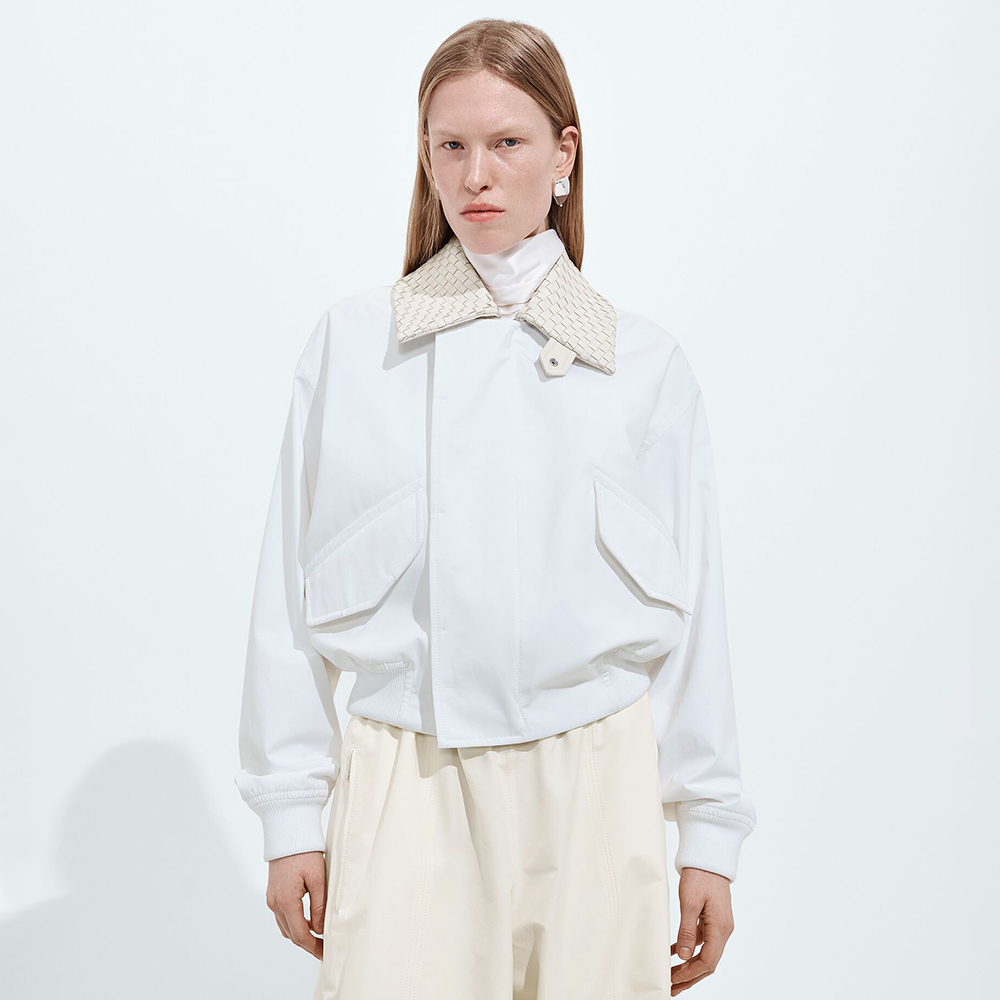 Bottega Veneta white Accessory Bottega Veneta Women's Cotton Blouson in White #394239 | Nigo Office