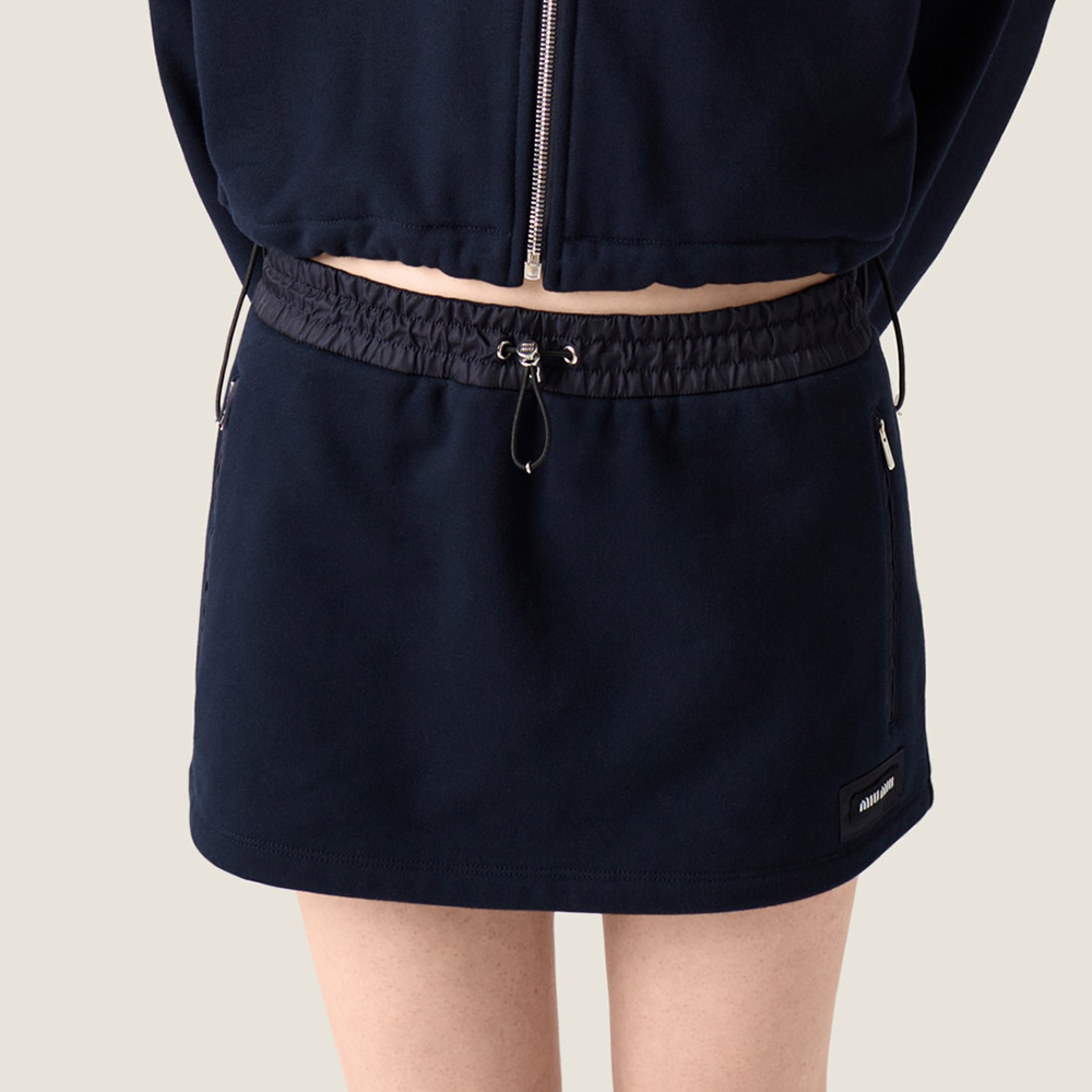 Designer navy Clothing MiuMiu Navy Cotton Fleece Miniskirt | Nigo Office