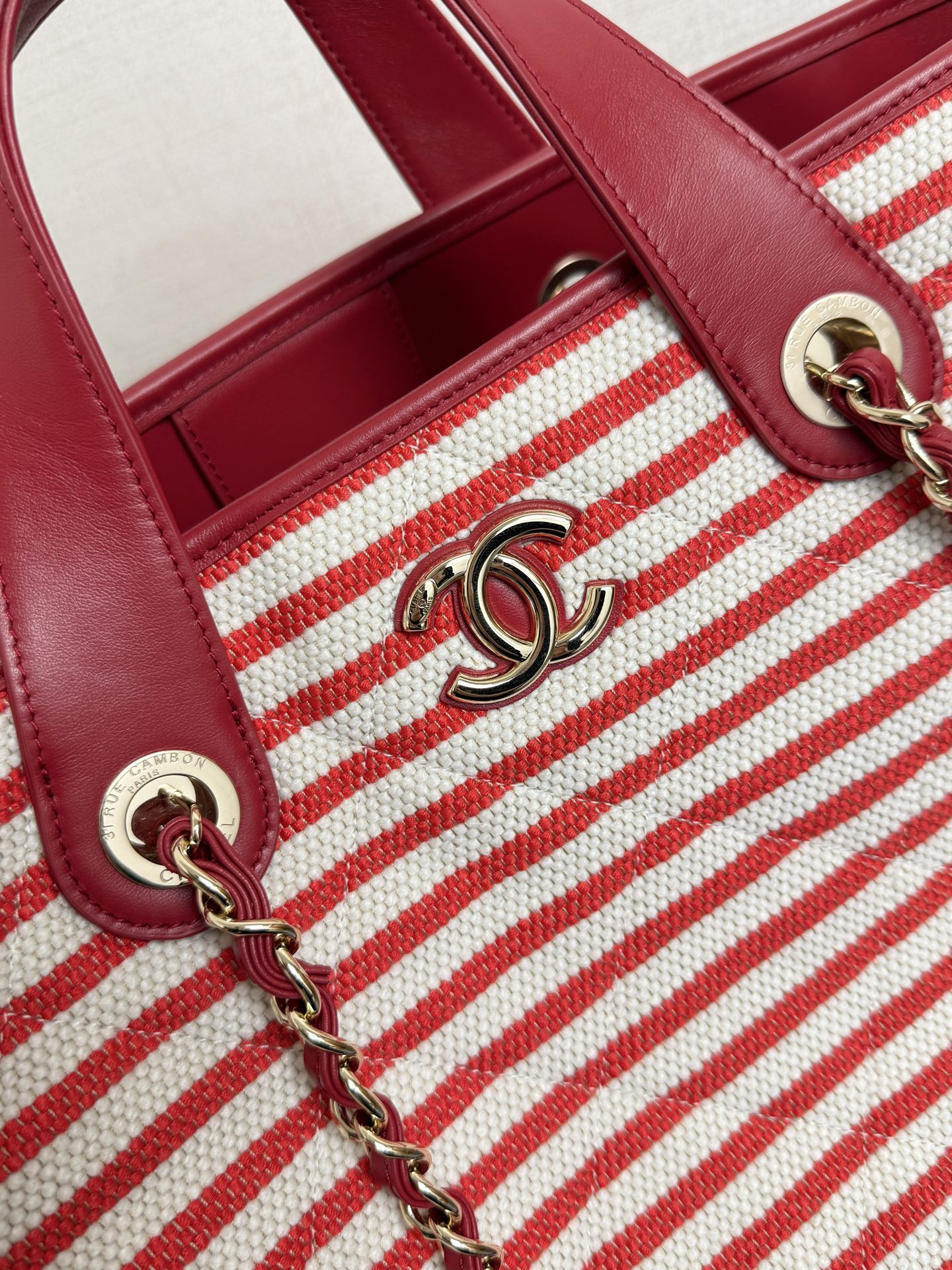 [TOP] CHANEL Beach Shopping Bag 46x25x13cm - Red