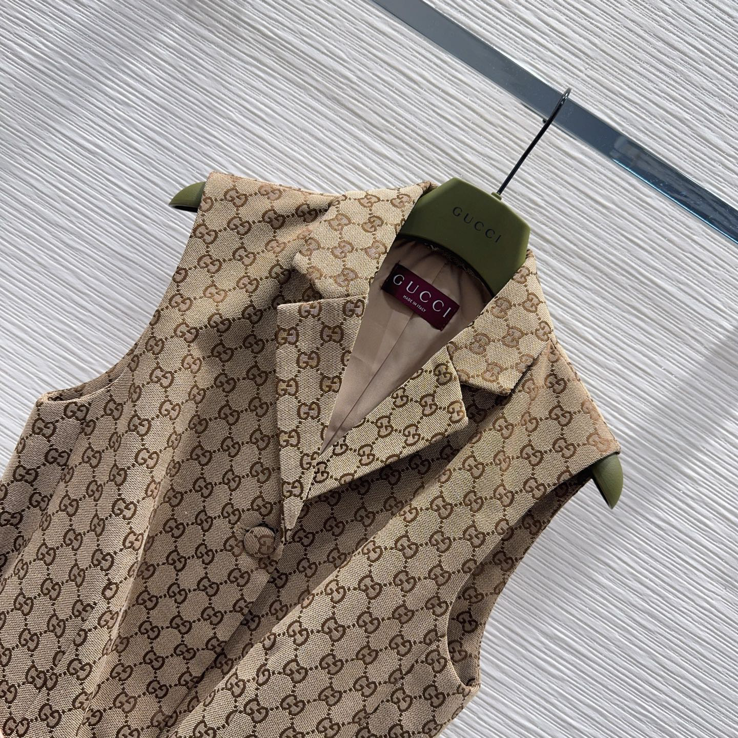 [TOP] GUCCI Jacquard Sleeveless Blazer -Brown