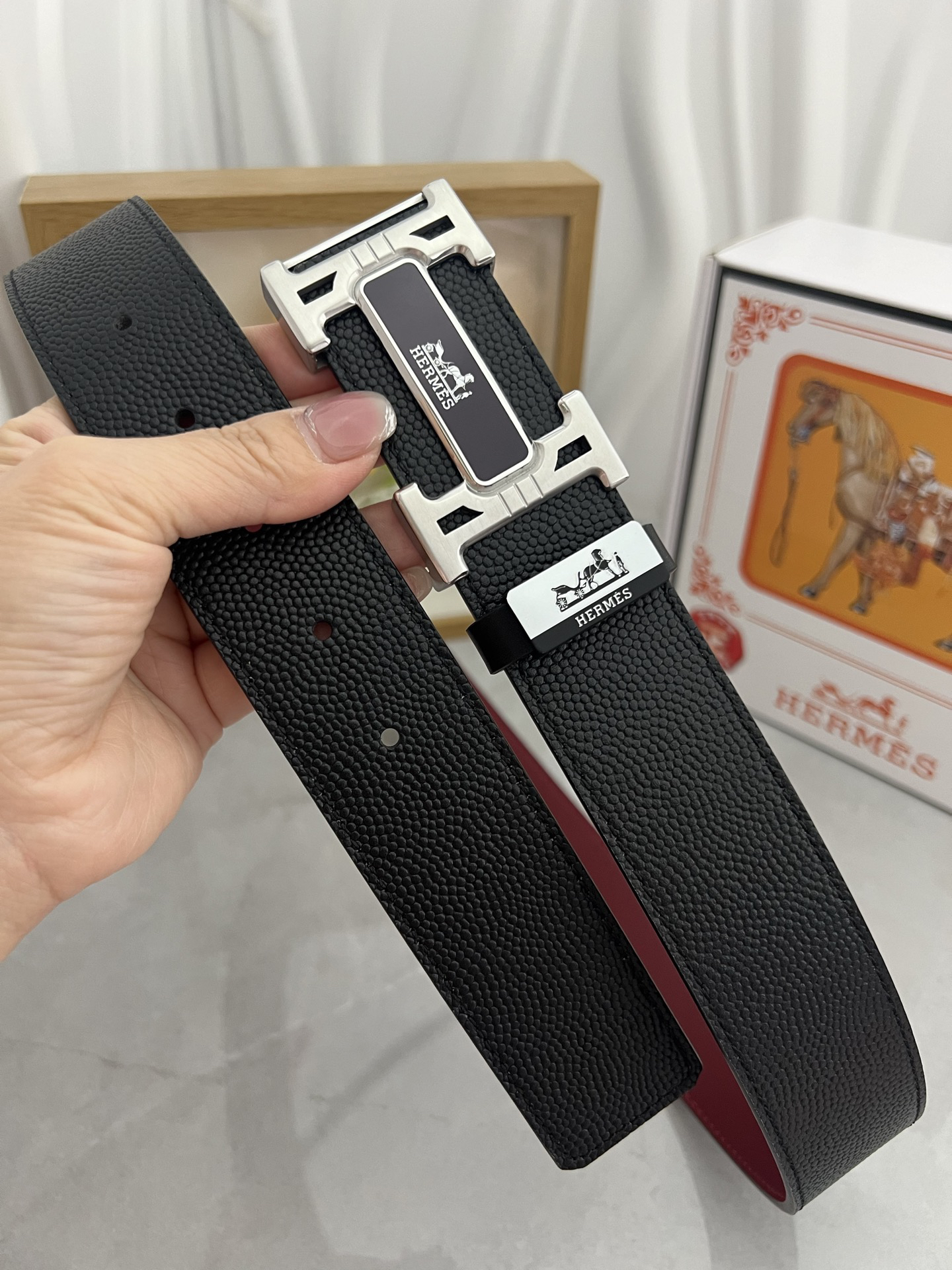 [TOP] HERMES Men's  Belt 3.8cm - Black - 711 Luxury