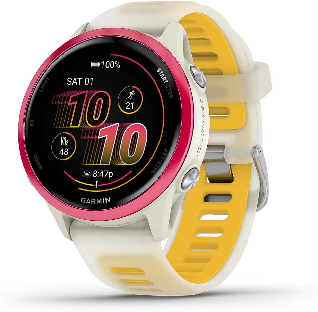 Garmin® Forerunner® 570, 42mm, Advanced GPS Running and Triathlon Smartwatch, AMOLED Display, Training and Recovery Features, Cloud Blue Aluminum with Translucent Whitestone/Band