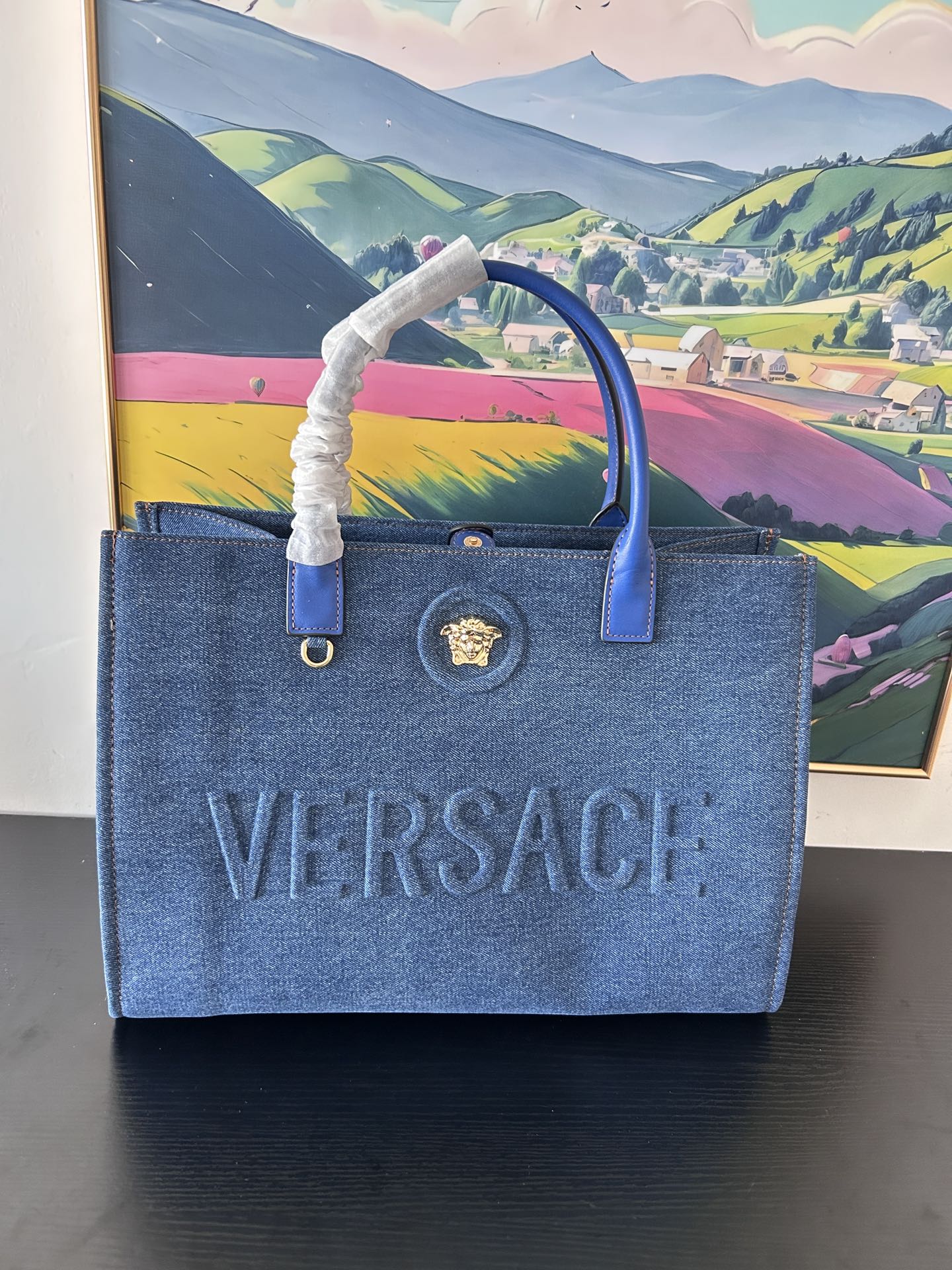 [TOP] VERSACE Denim Tote Bag 40x16x29cm - Blue - 711 Luxury