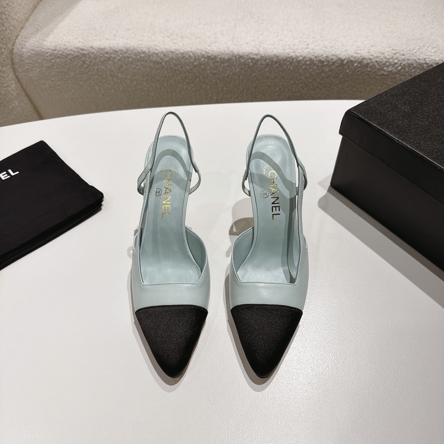 [TOP] CHANEL High Heels Mules - Light Blue - 711 Luxury