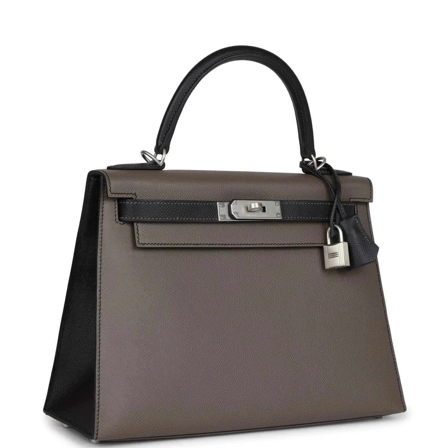 Hermes Special Order (HSS) Kelly Sellier  Etain and Black Epsom Brushed Palladium Hardware