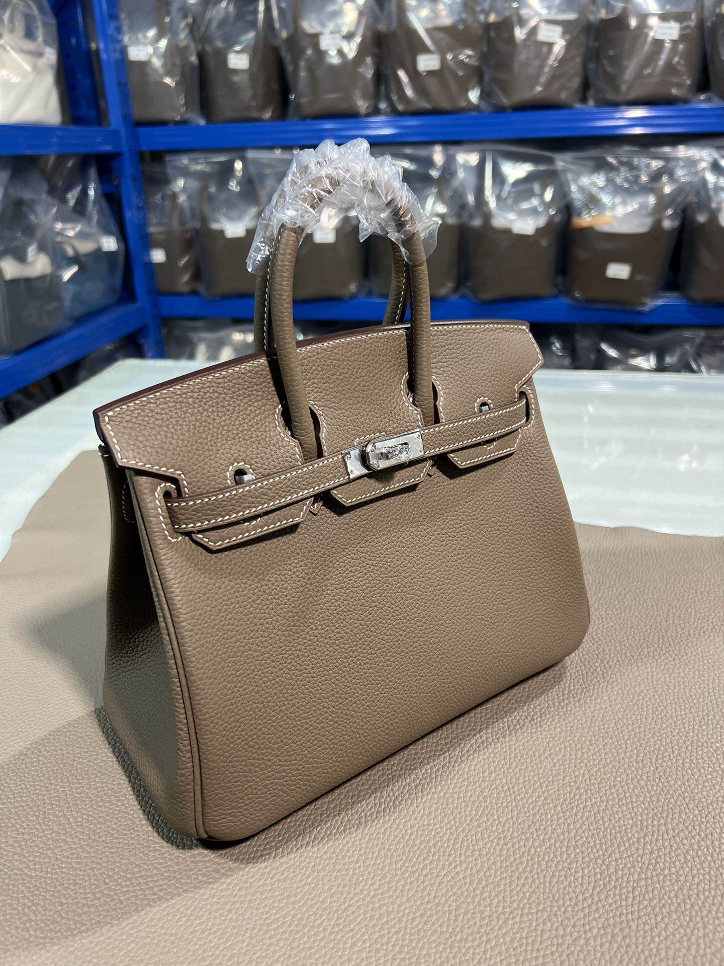[TOP] HERMES Birkin Togo Leather 25cm - Etoupe & SHW