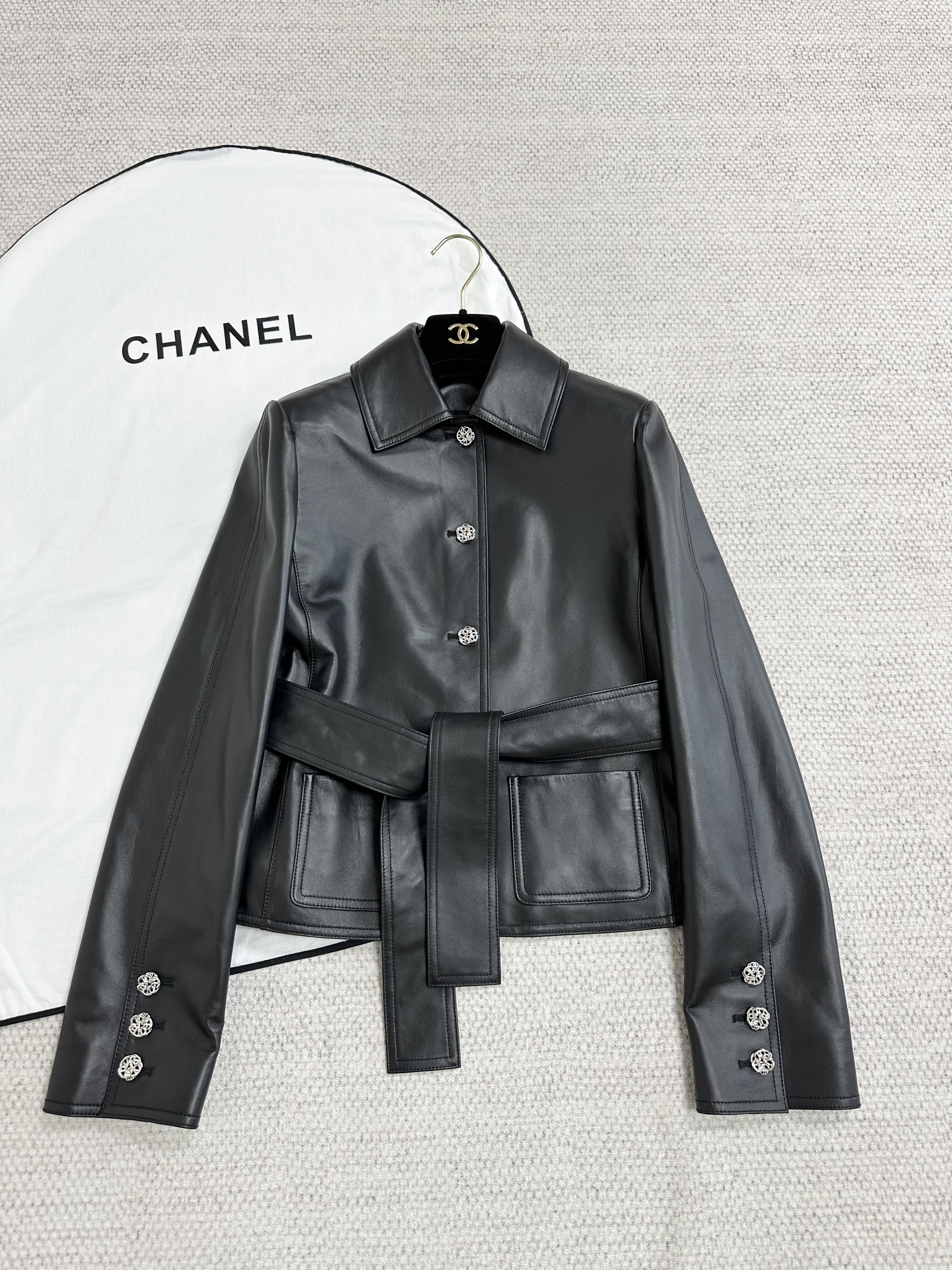 Chanel black Clothing CHANEL Top-quality Version Jacket Lambskin Black #378492 View 2 | Nigo Office
