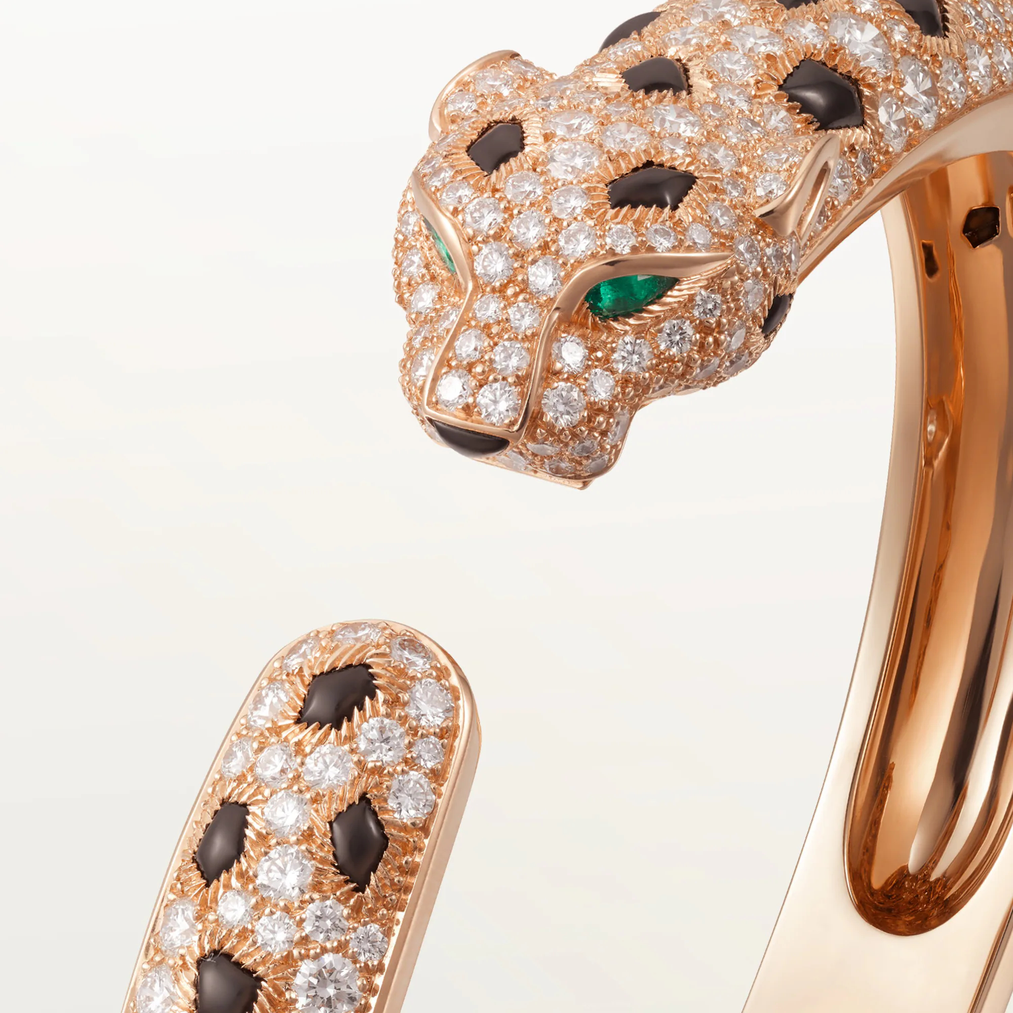 Carty Panther Motif Bracelet, Rose Gold, Medium Model Half-Paved