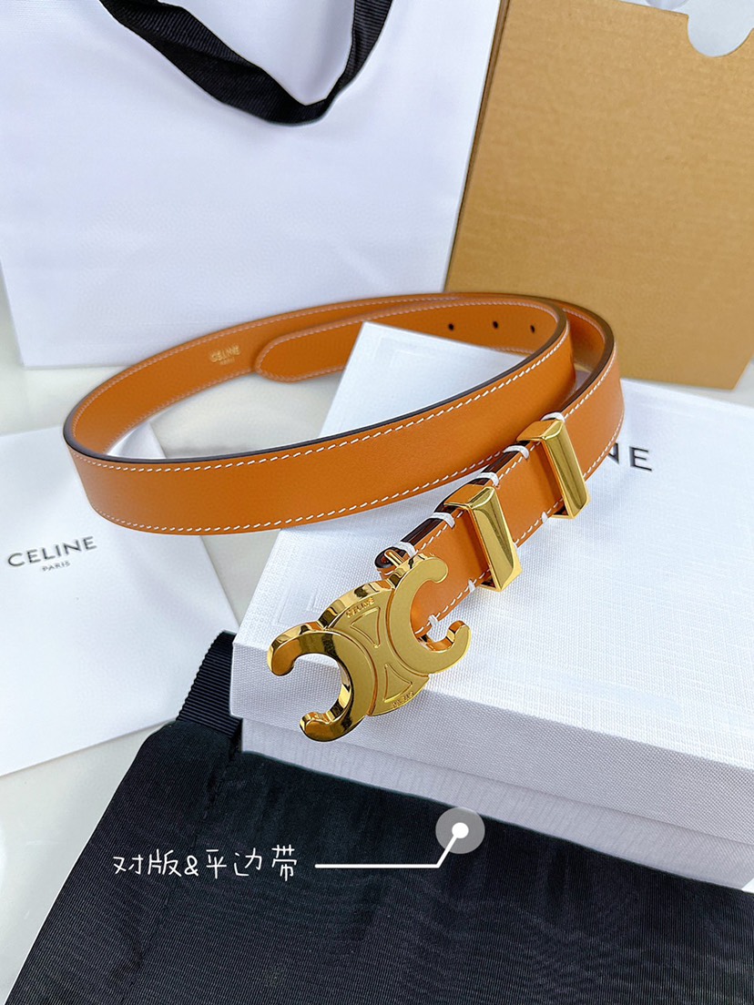 [TOP] CELINE Belt Calfskin 2.5cm - Brown - 711 Luxury