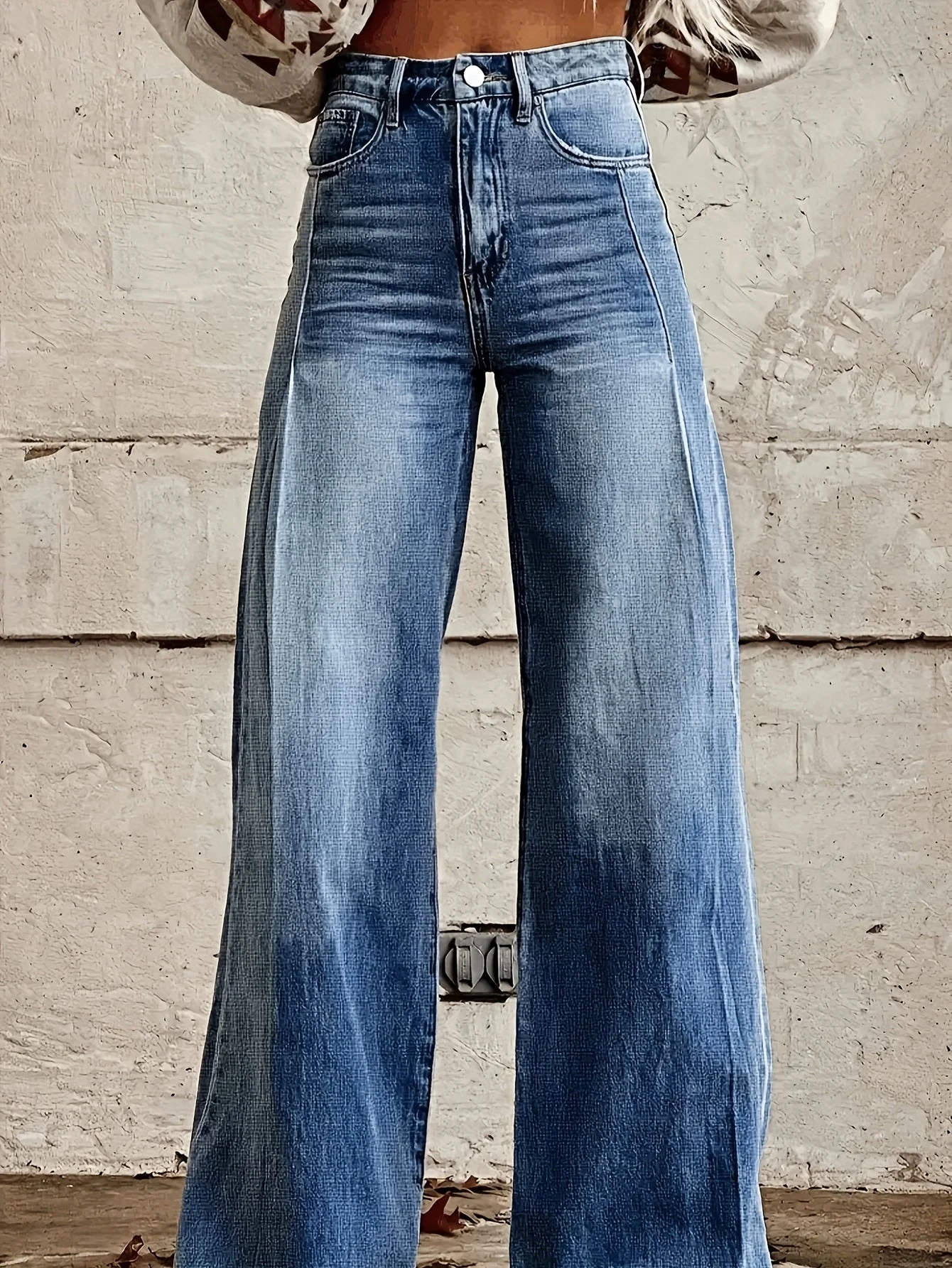 Womens Wash Water High Waist Casual Jeans