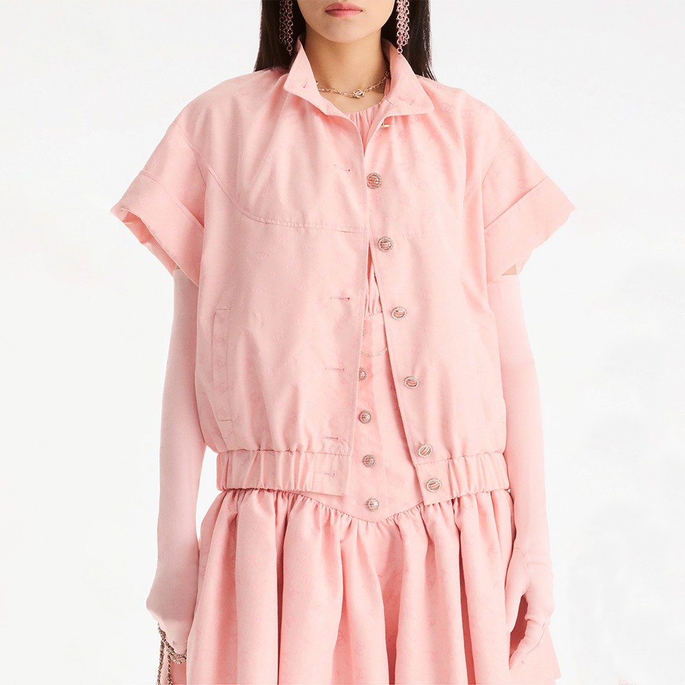 CHANEL Jacket Silk Taffeta Light Pink #386909
