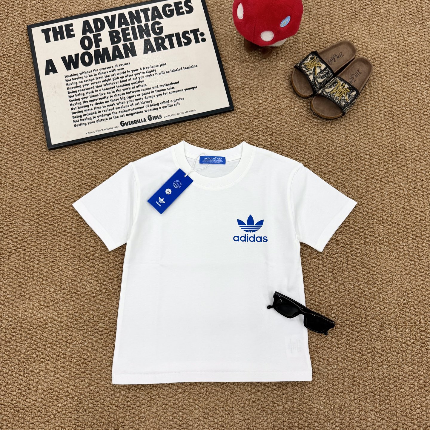 Adidas Unisex Kids & Adult Short Sleeve Tee Multi Color Mirror Letter Trefoil Print girls boys Sizes 90-150 Adult Size S-2XL