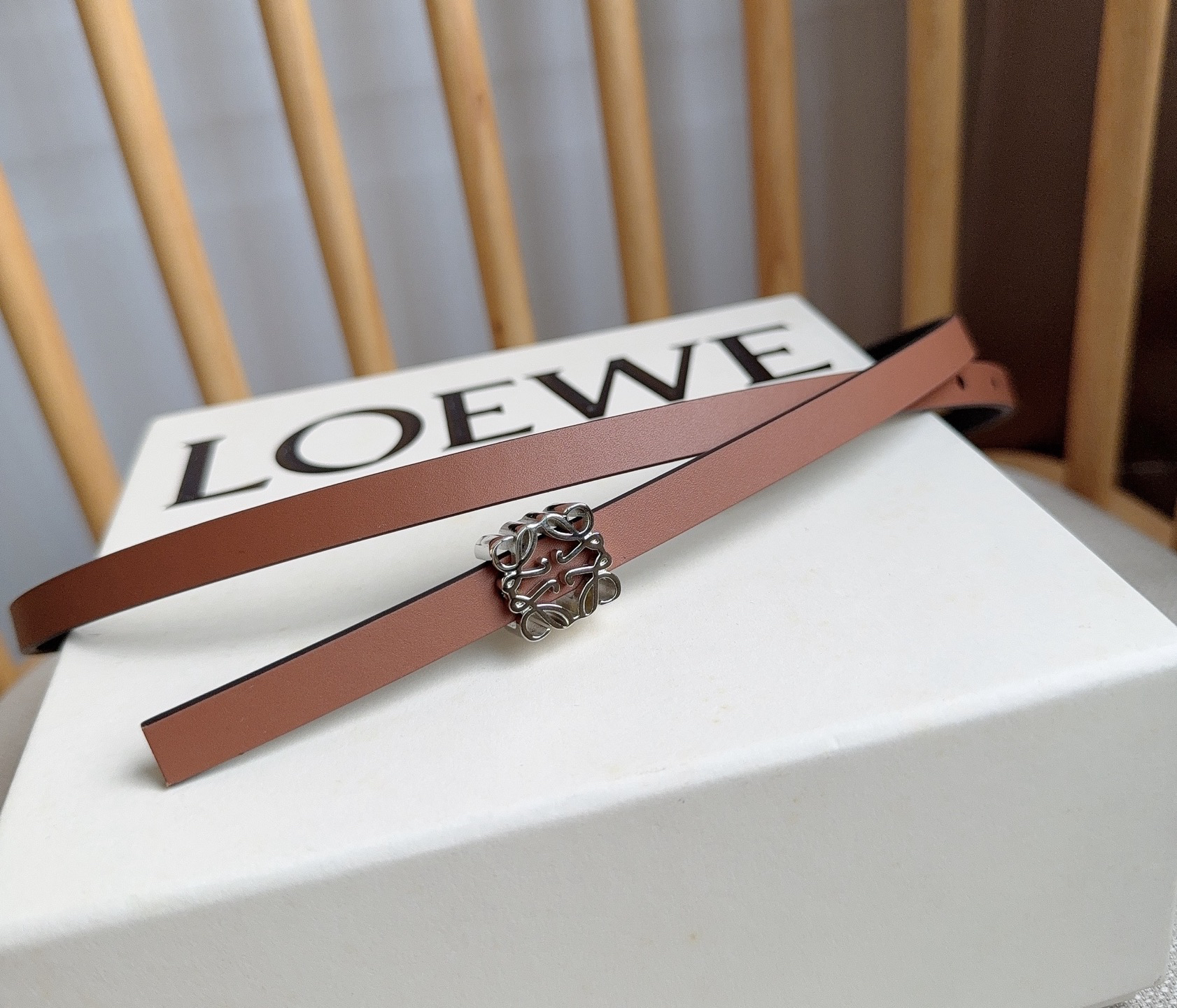 [TOP] LOEWE Leather Belt 1.0cm - Brown - 711 Luxury