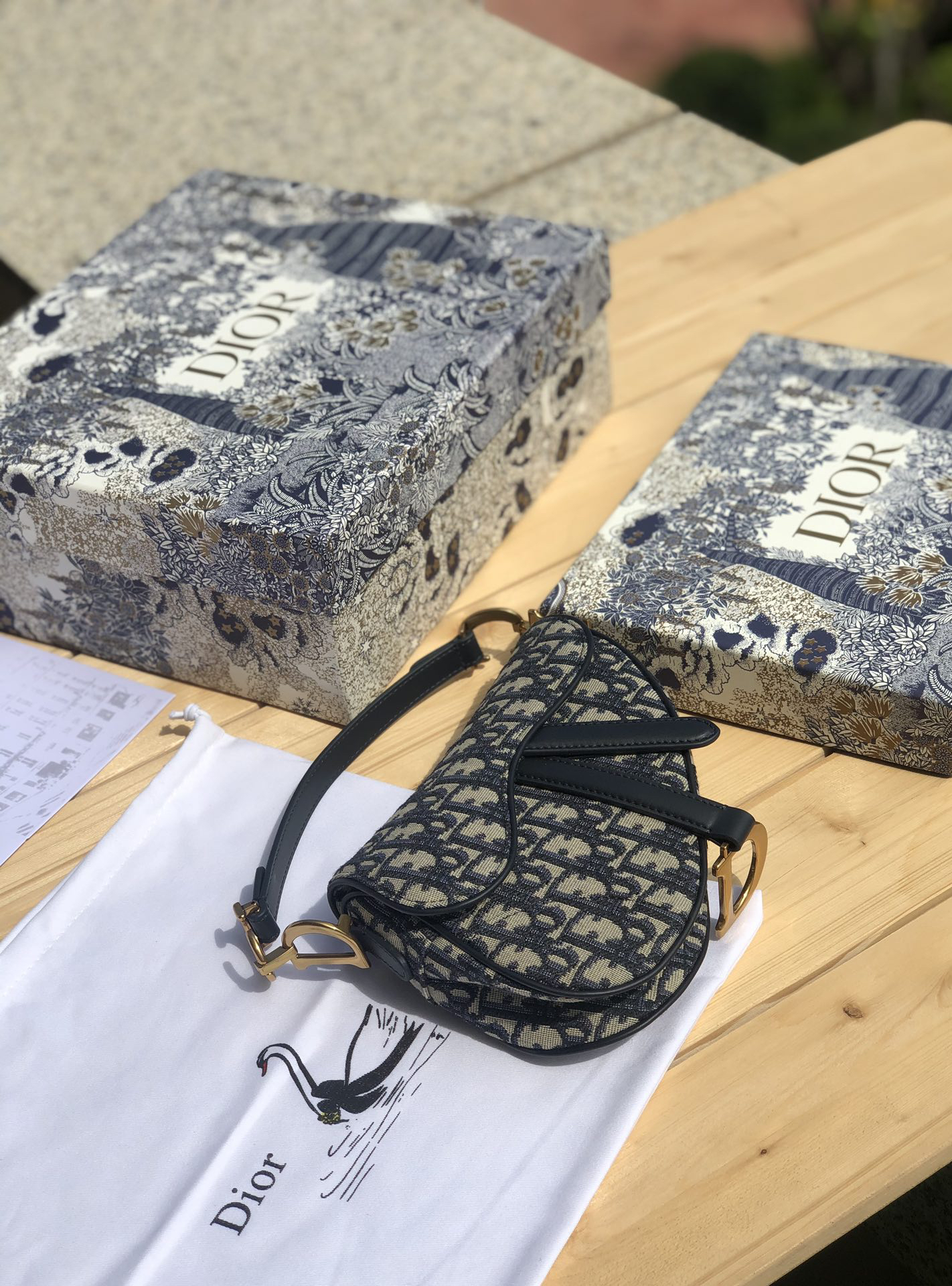 [TOP] Christian Dior Saddle Bag Oblique 21x18x5cm - Navy Blue