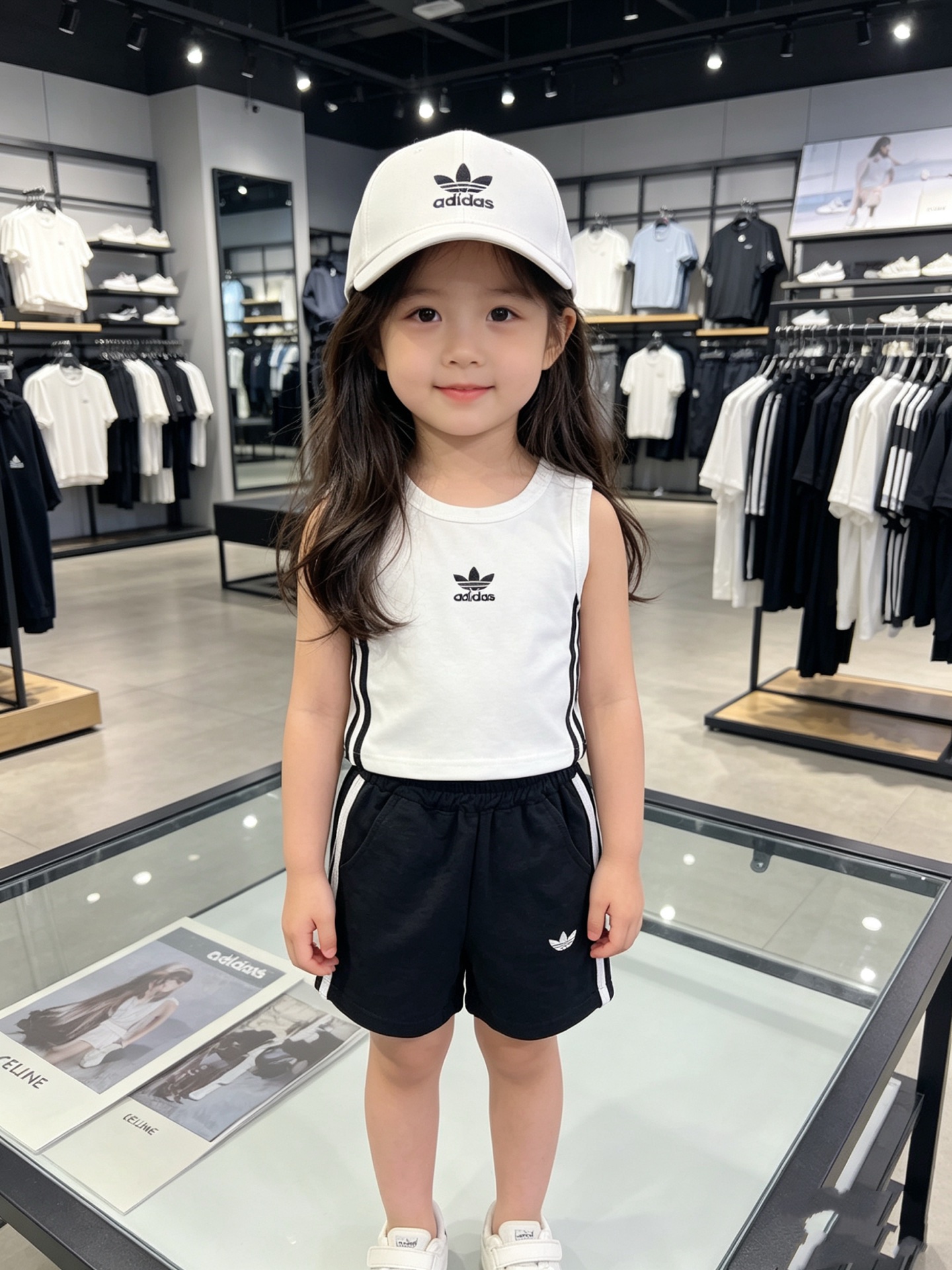 Adidas Unisex Kids White 3 Stripes Embroidery Trefoil Tank Top & Quick Dry Shorts Sports Set Boys Girls Sizes 80-130