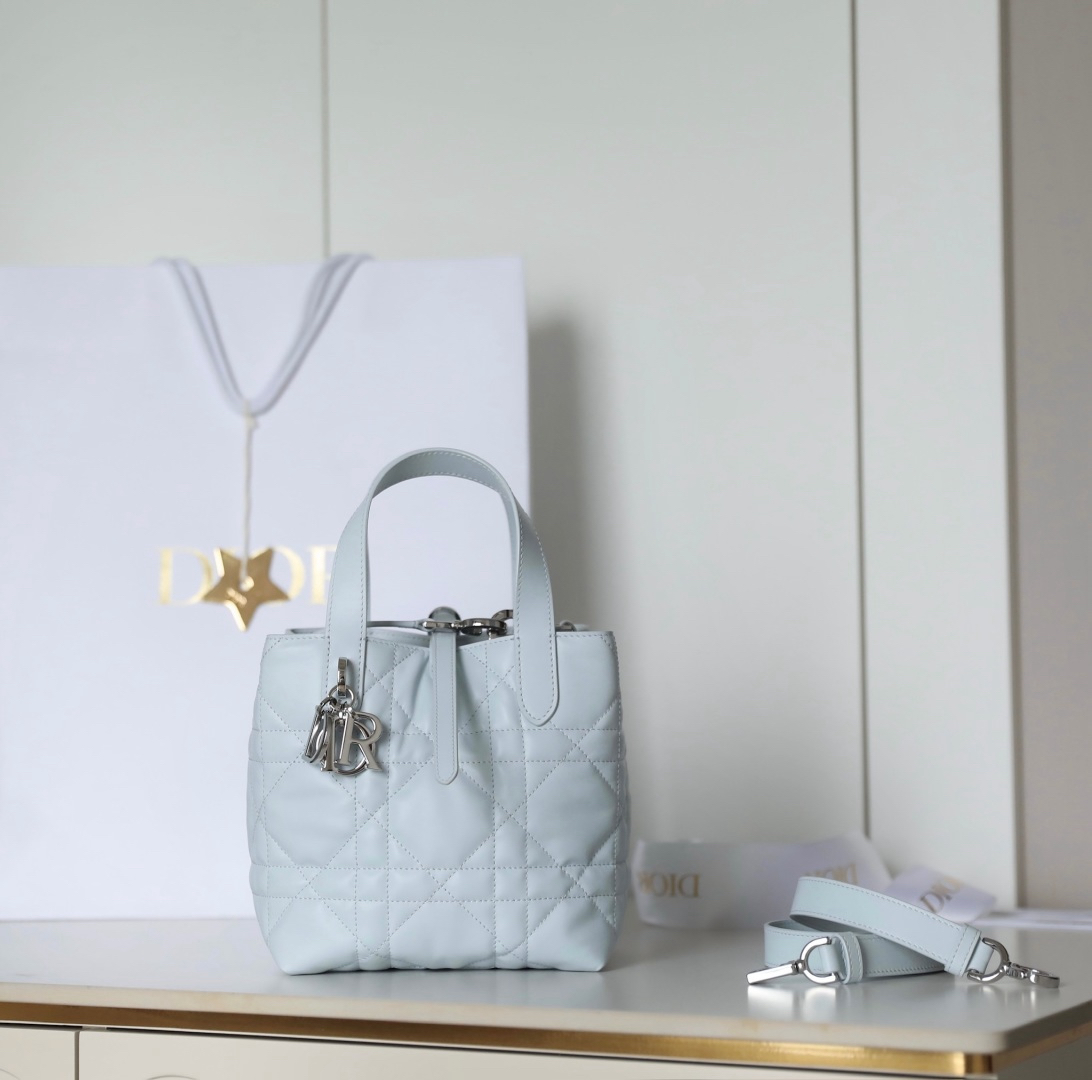[TOP] Christian Dior Toujours Bag Cowhide 18.5x18.5x12cm - Blue - 711 Luxury