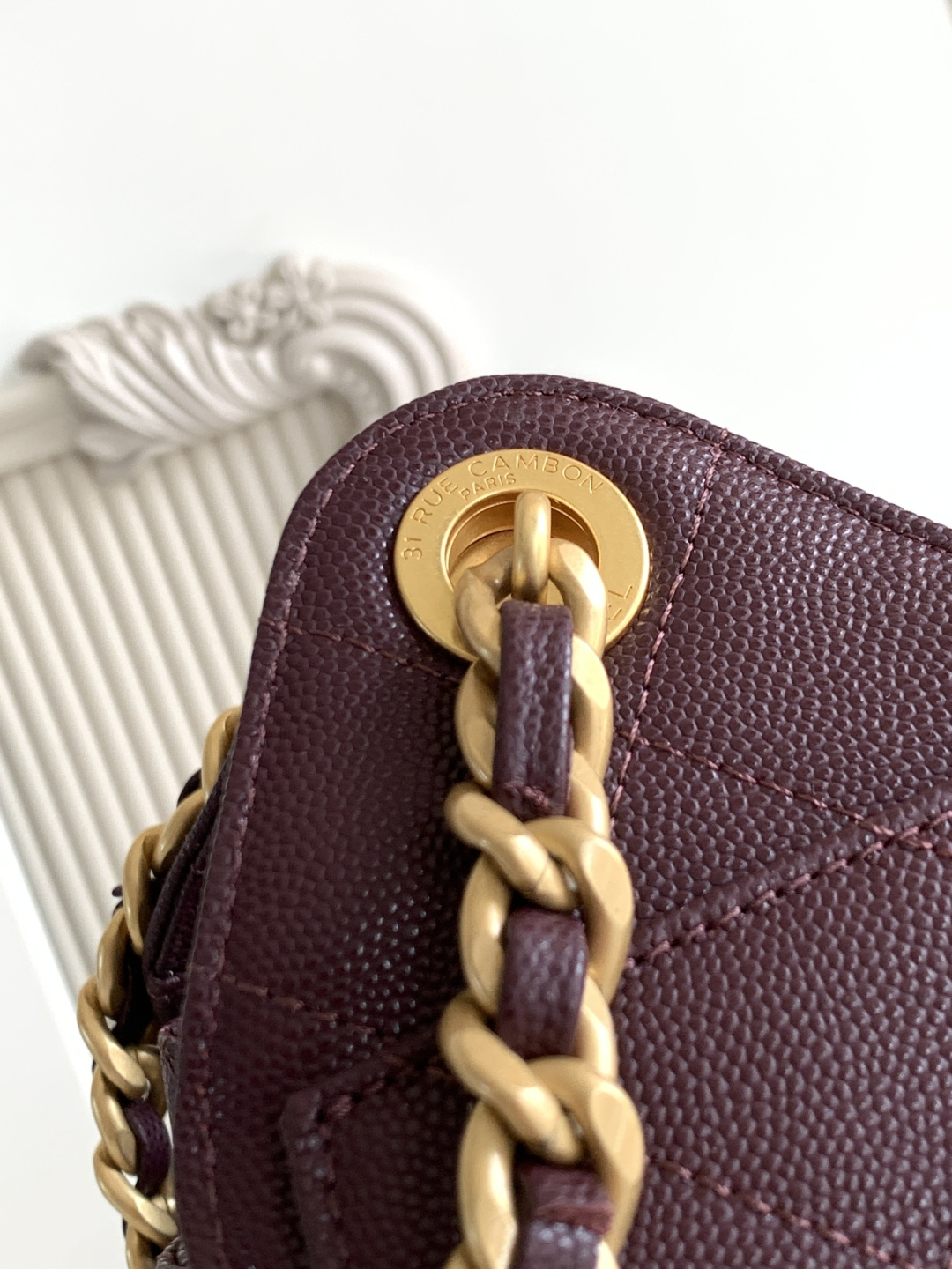 [TOP] CHANEL Mini Hobo Bag 20x22x12.5CM - Claret