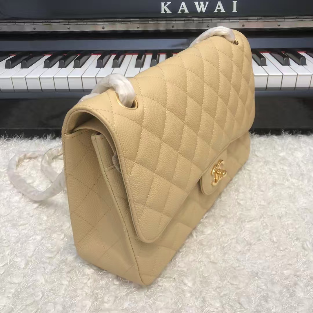[TOP] CHANEL Classic Flab Bag 30cm - Apricot & GHW - 711 Luxury