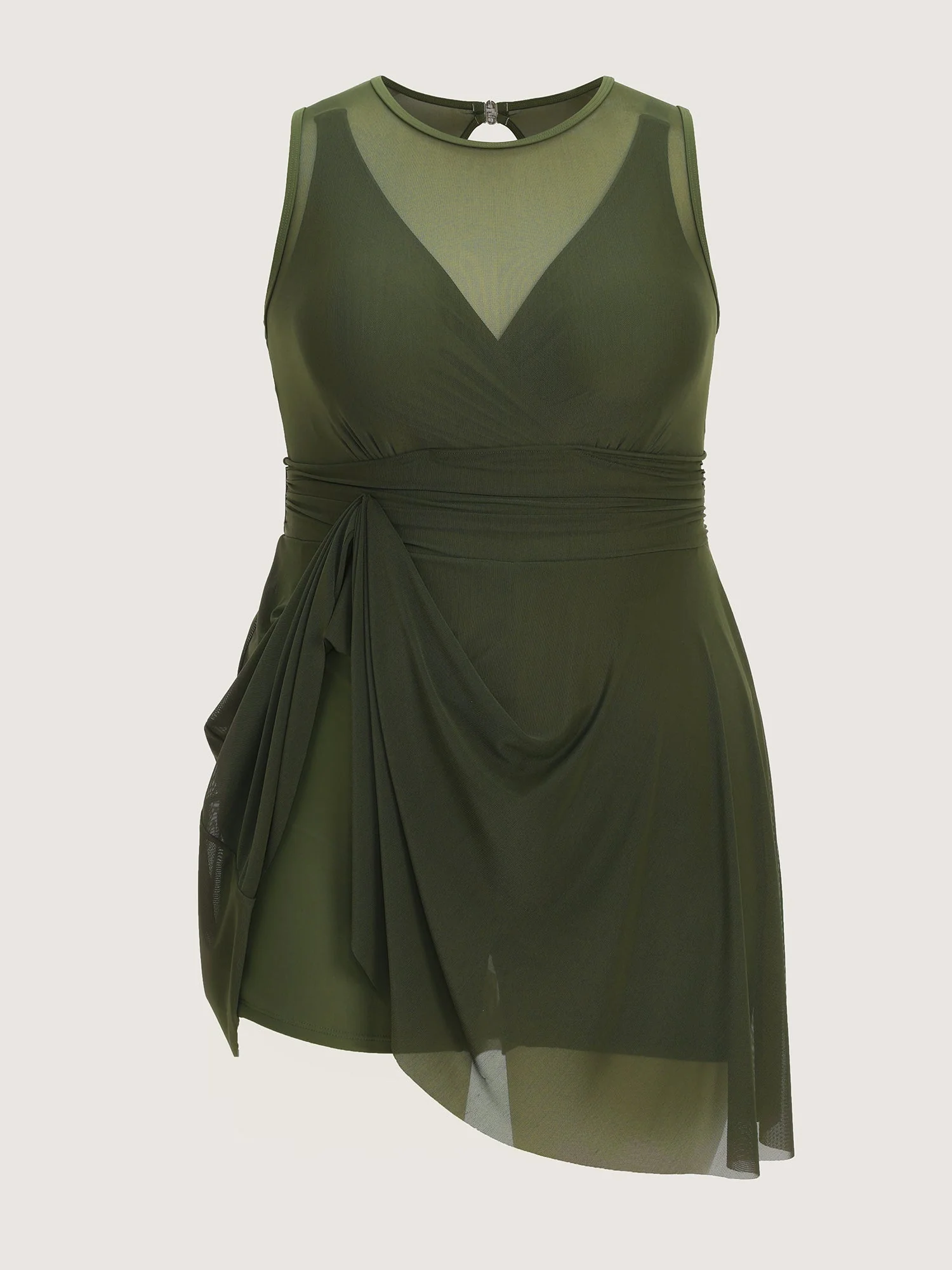 Sheer Open Back Fit And Flare Swim Dress
