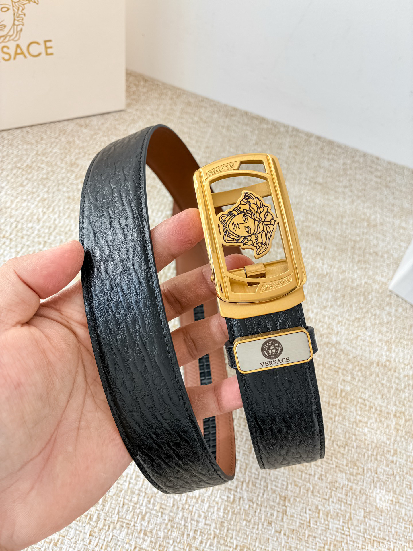 [TOP] VERSACE Men's Belt 3.5 cm - Black - 711 Luxury
