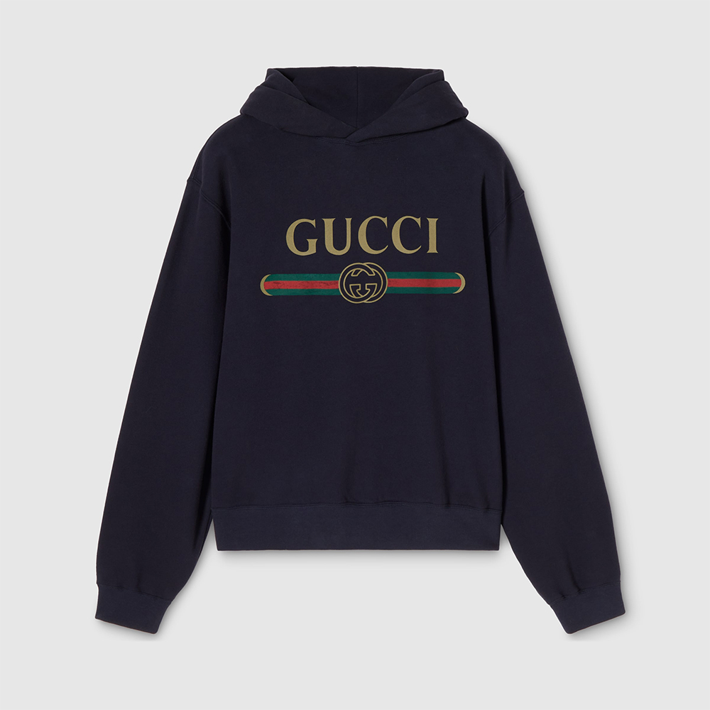 Gucci blue Clothing GUCCI Cashmere Blend Sweatshirt With Print in Dark Blue #395627 | Nigo Office
