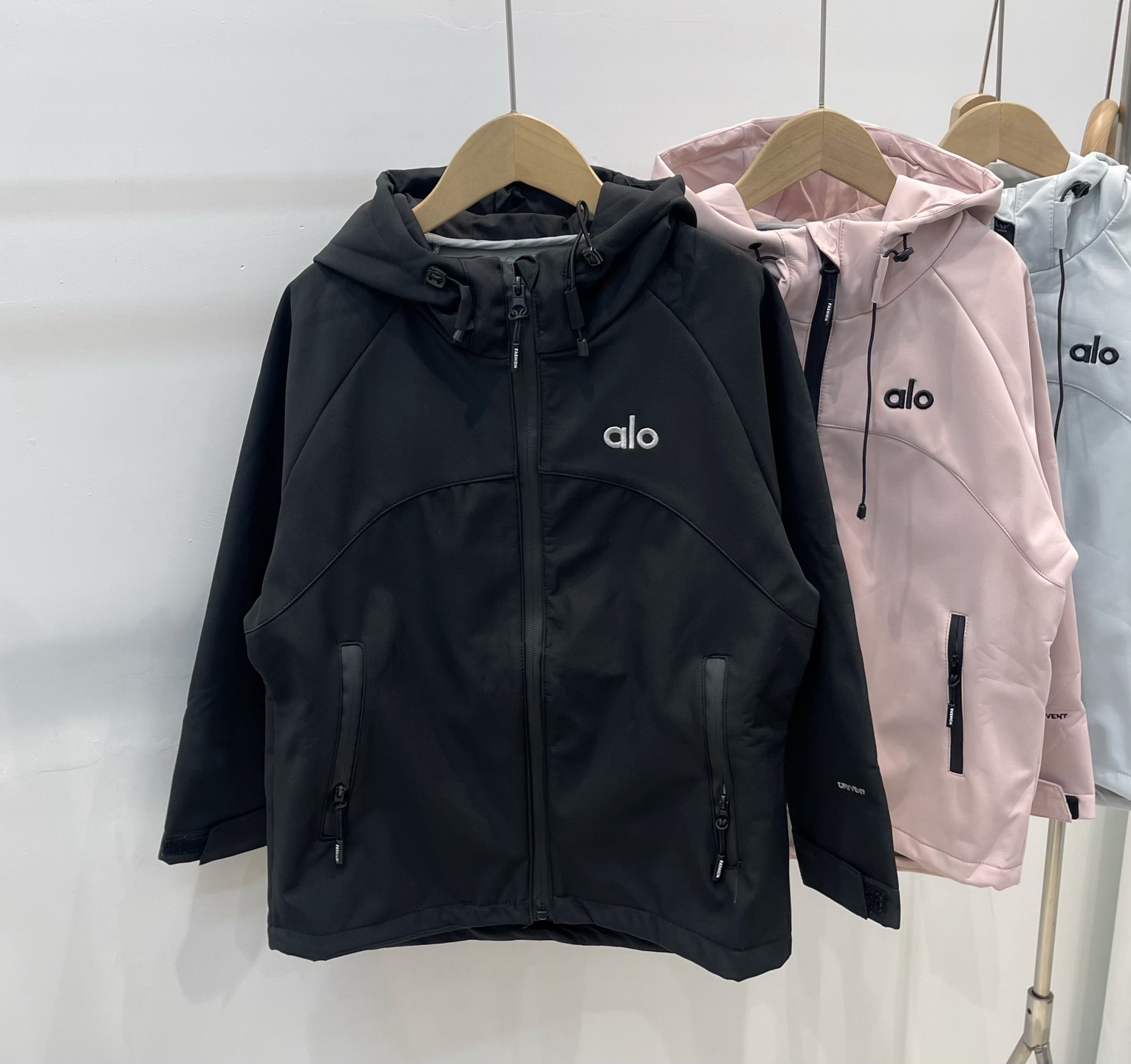 ALO Kids Light Fleece Lined Hooded Windbreaker Jacket For Boys Girls Solid Color Zip Up Outdoor Coat Sizes 120-170