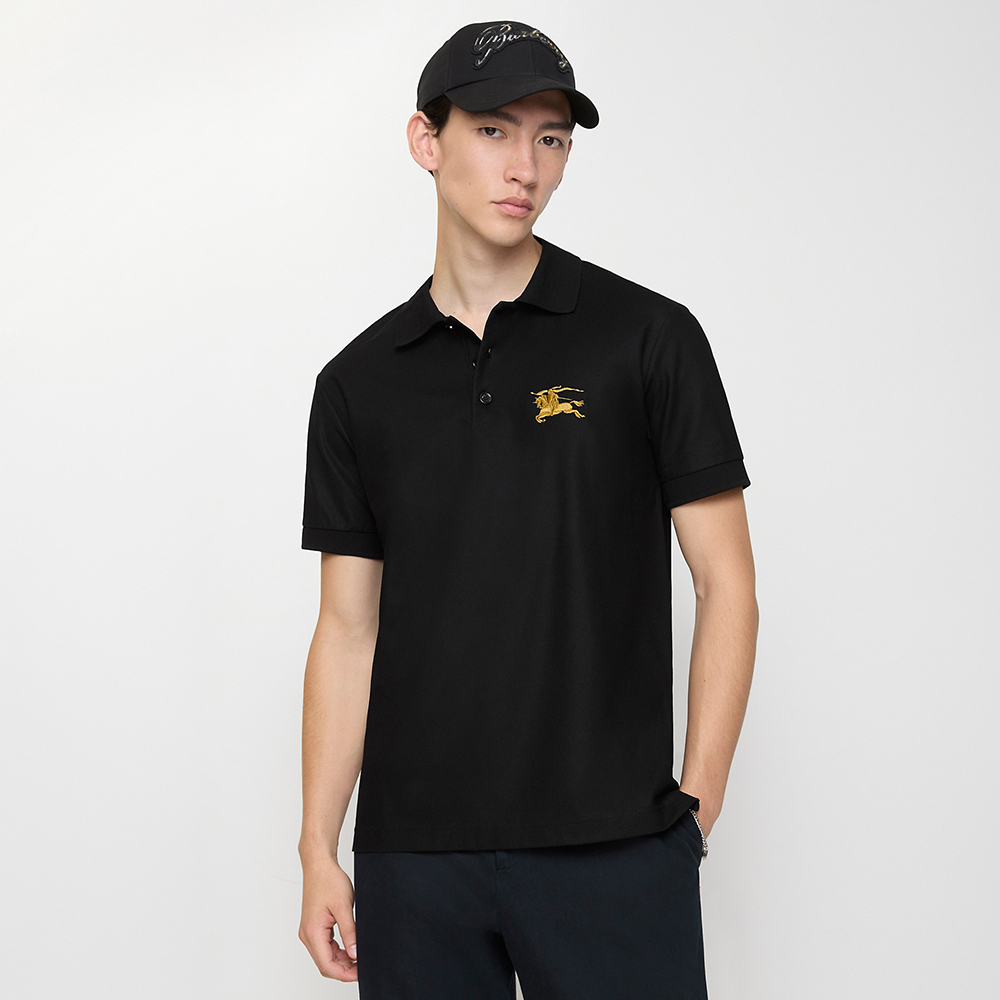 Burberry black Clothing Burberry Metallic EKD Cotton Polo Shirt in Black | Nigo Office