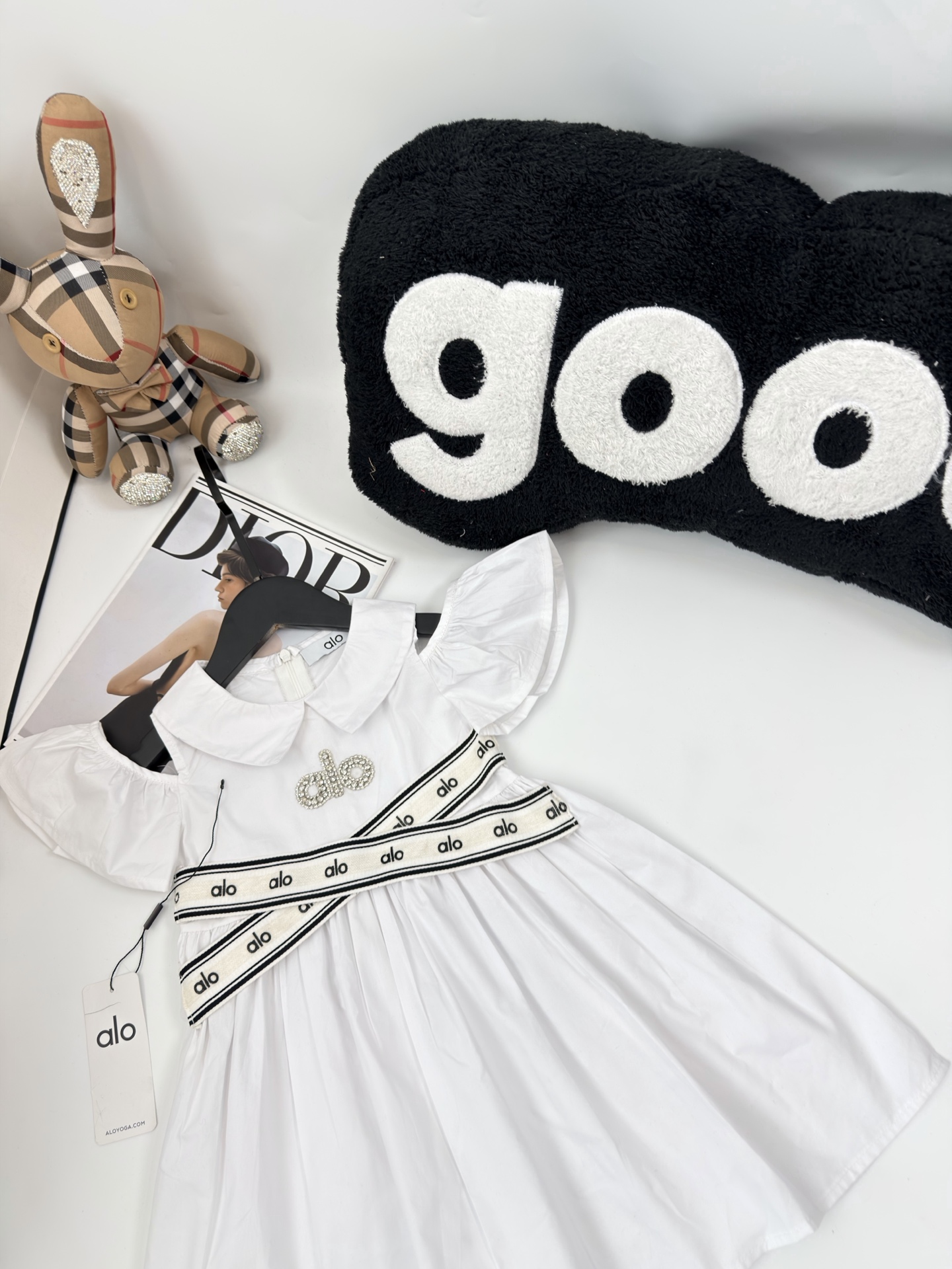 ALO Girls Cotton Peter Pan Collar Flutter Sleeve Princess Dress Kids Elegant White Party Dress Sizes 90-140