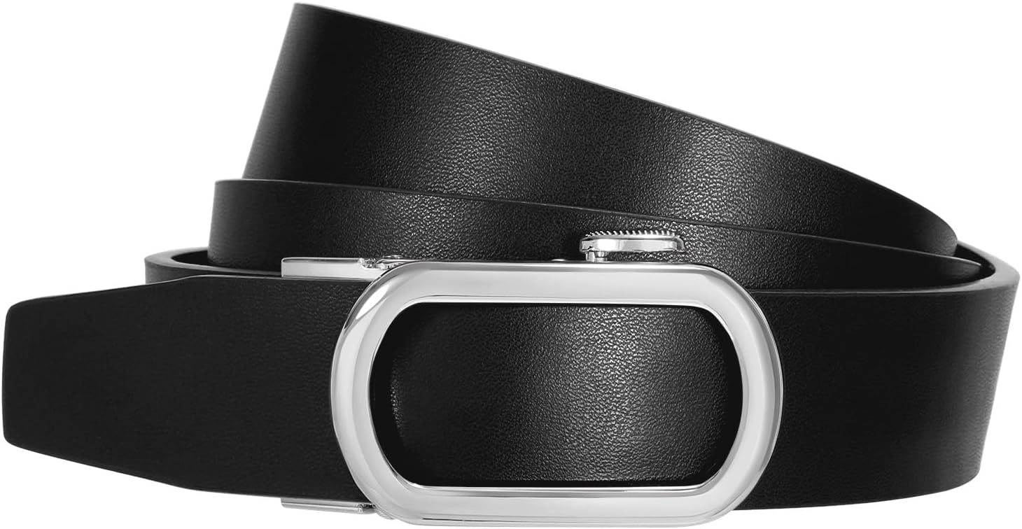 SUOSDEY Women Leather Ratchet Belt for Jeans Pants with Gold Automatic Sliding Buckle,Ladies Dress Belt,Width 1.2