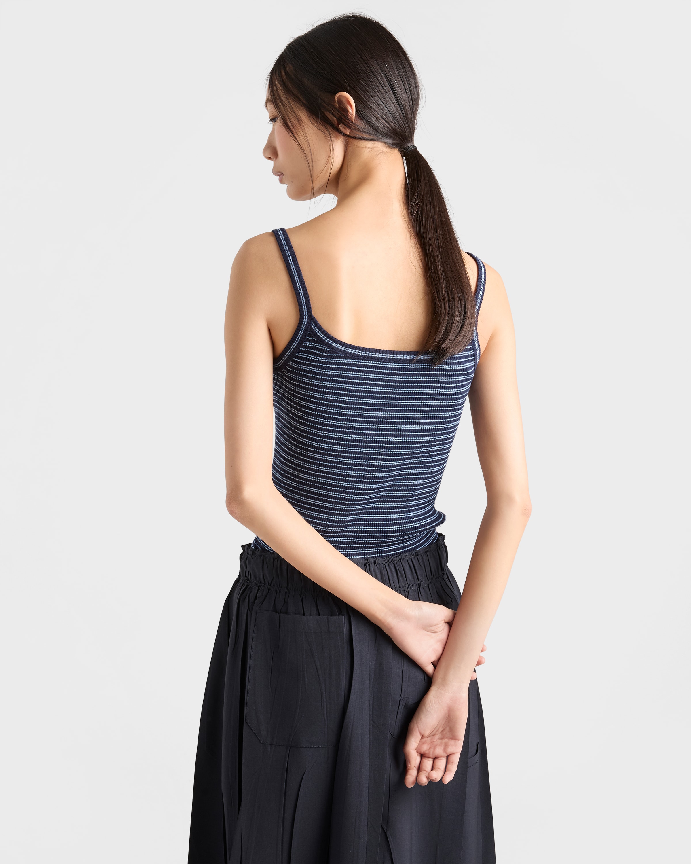 Prada blue Clothing PRADA Navy Blue light Blue Cotton Top #395357 View 2 | Nigo Office